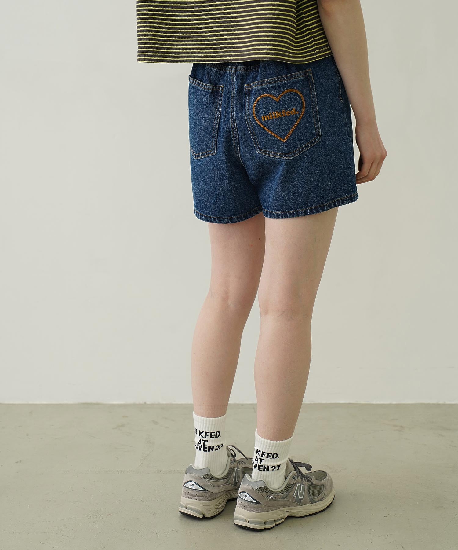 COOPER HEART DENIM SHORT PANTS
