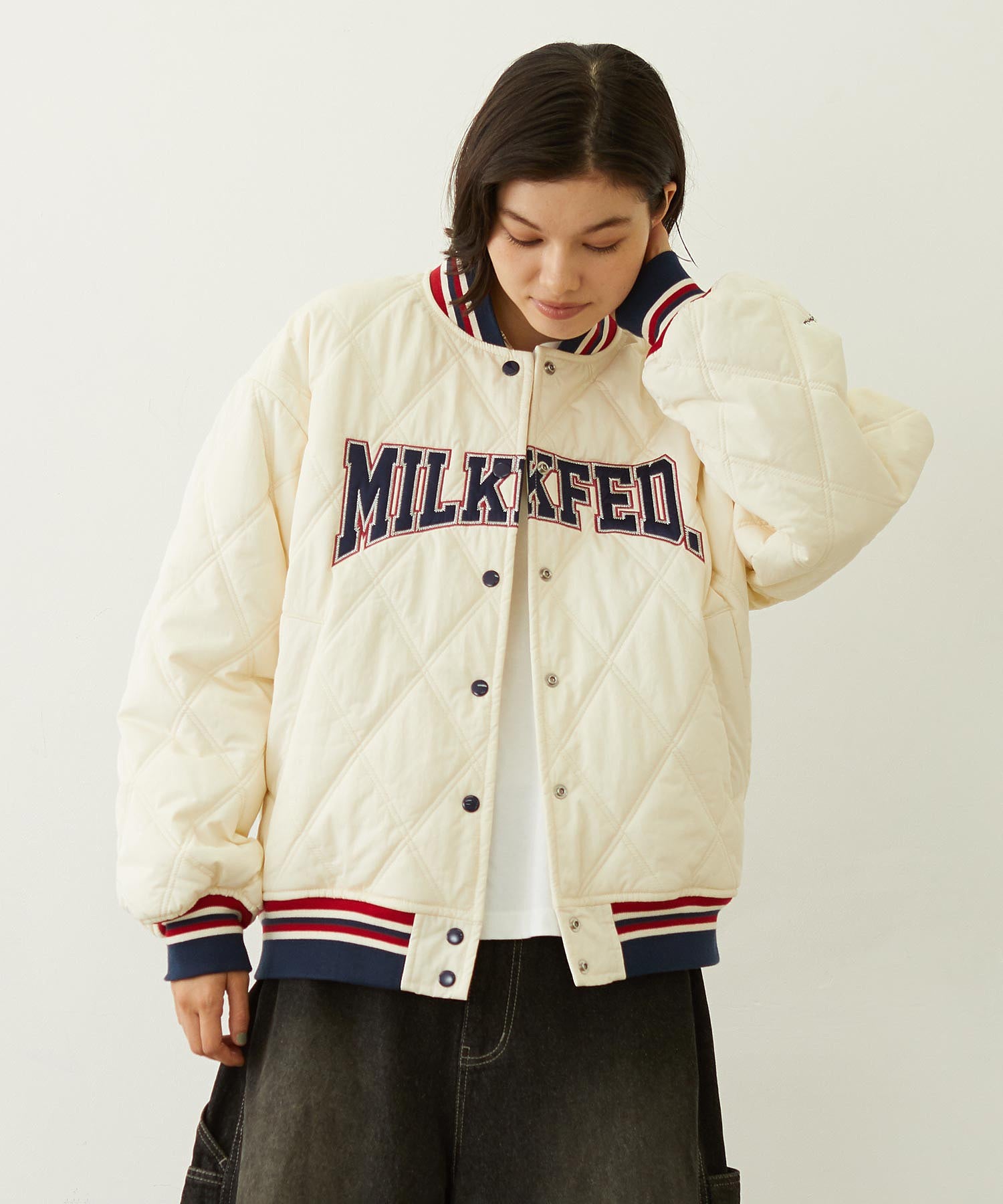 SATIN LOGO PATCH QUILTED JACKET