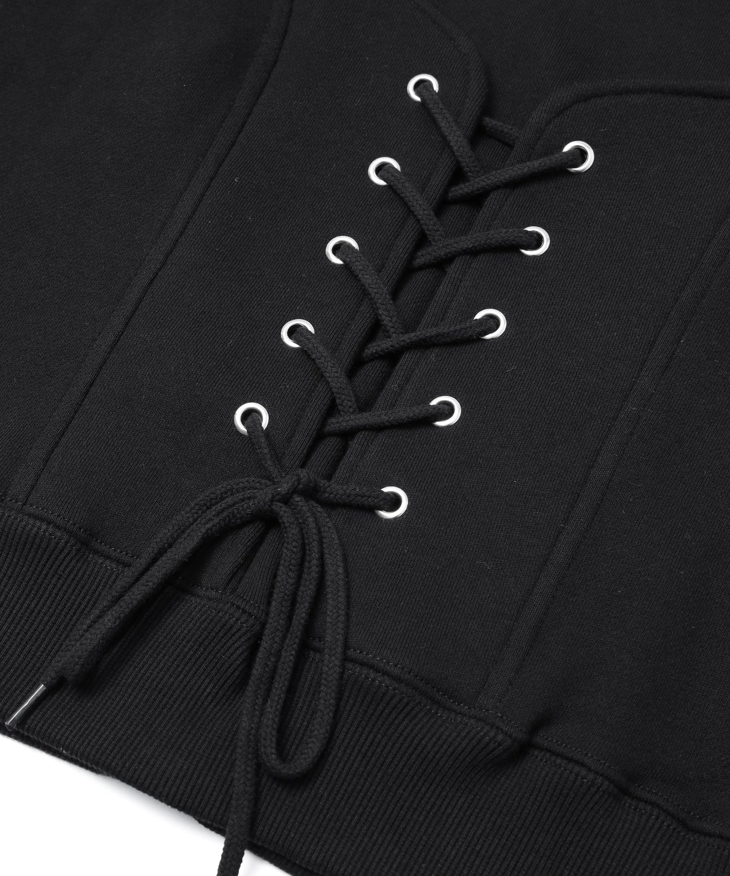 BACK LACE UP ZIP UP SWEAT HOODIE