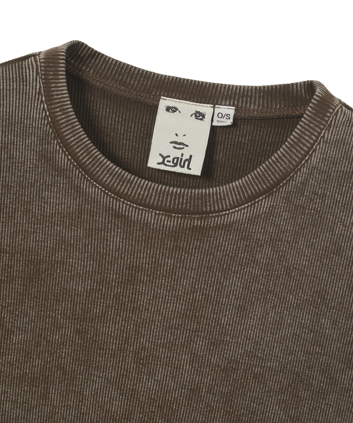 FADED LACED UP SLEEVE S/S COMPACT TOP