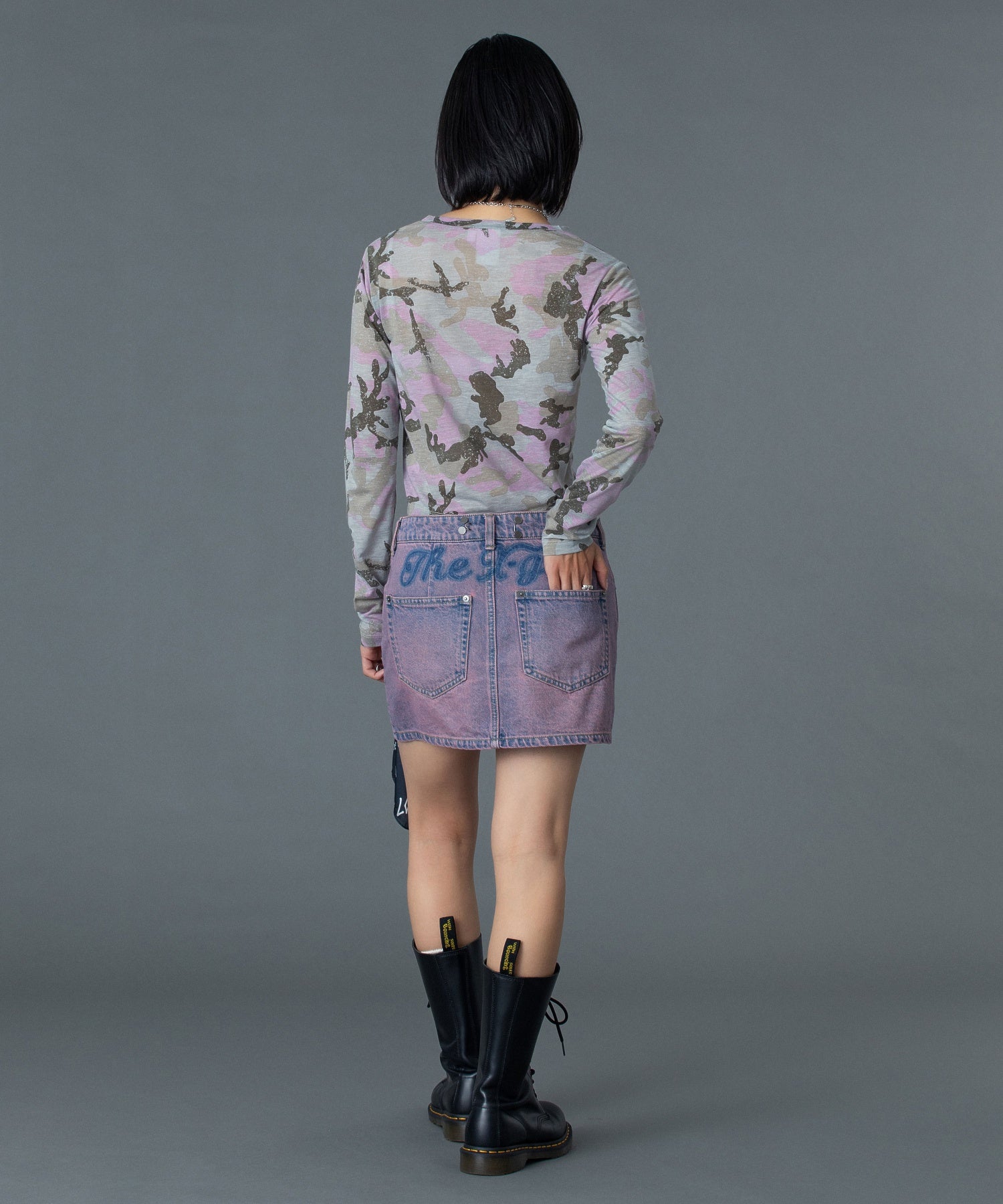 FADED CAMO SHEER L/S TOP