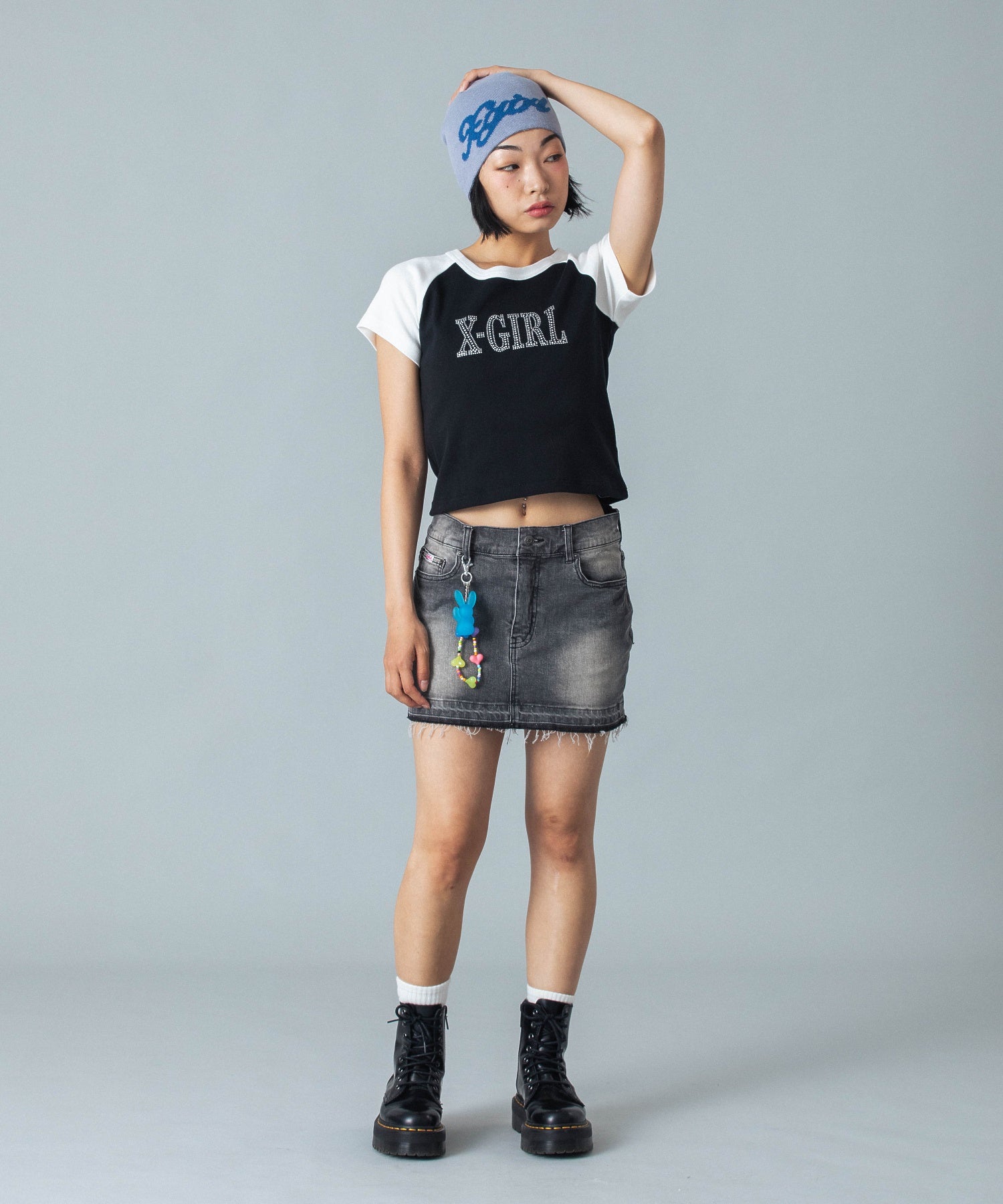 BUTTERFLY POCKET DENIM MINI SKIRT