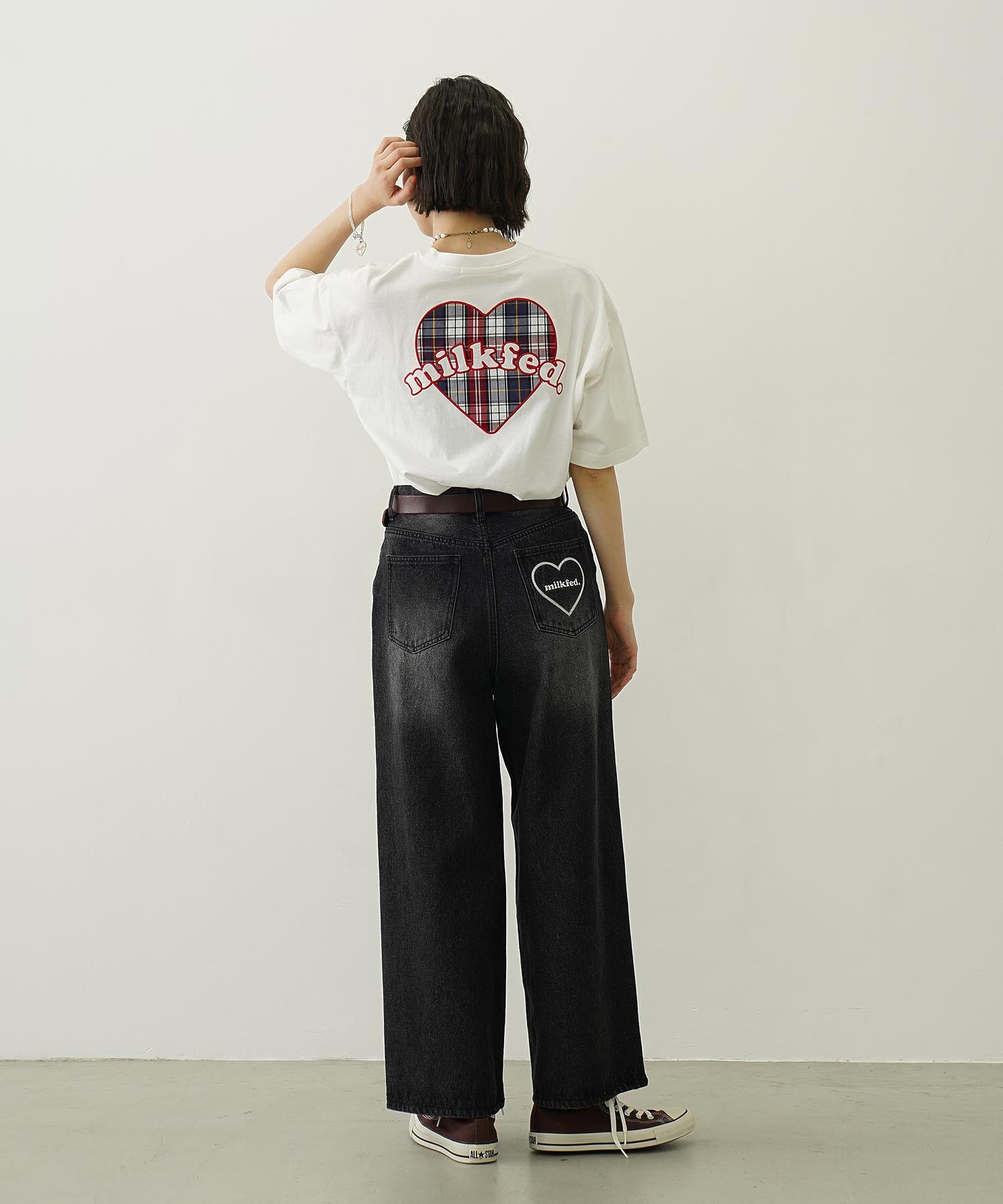 PLAID HEART WIDE S/S TEE