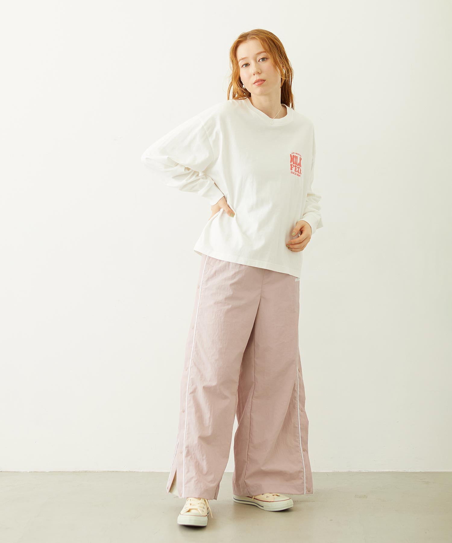 FLOWER DOT PATTERN LOGO WIDE L/S TEE