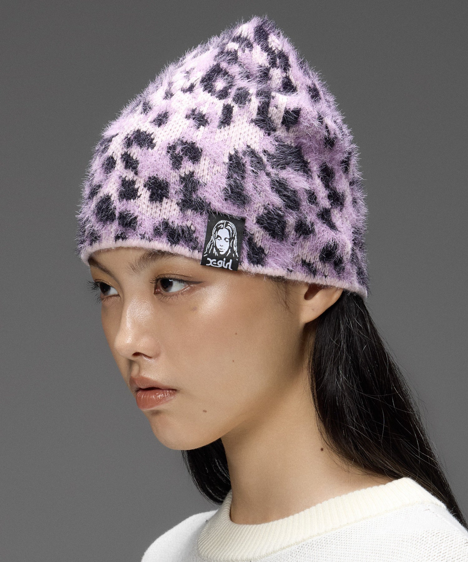 LEOPARD SHAGGY JACQUARD BEANIE