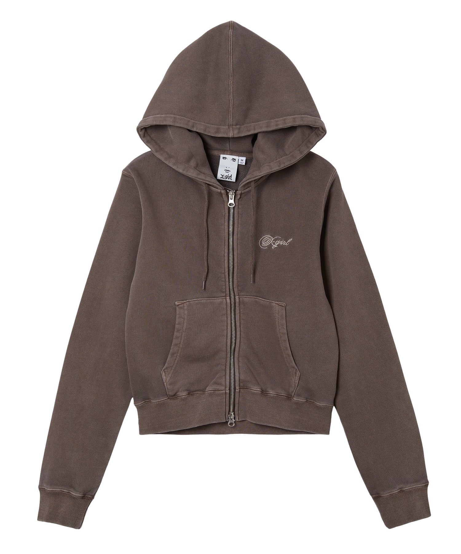 FACE AND SCRIPT LOGO COMPACT ZIP UP SWEAT HOODIE