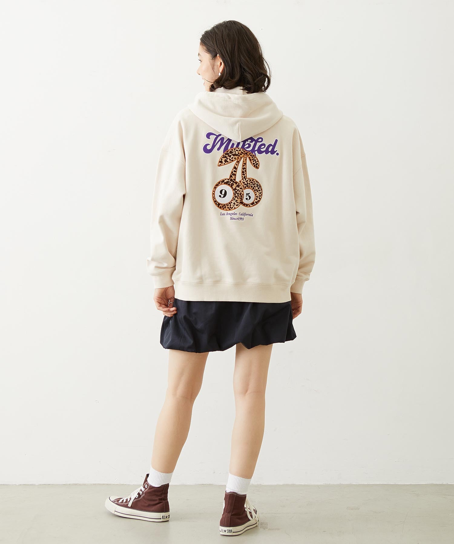 LEOPARD PRINT CHERRY PATCH SWEAT HOODIE