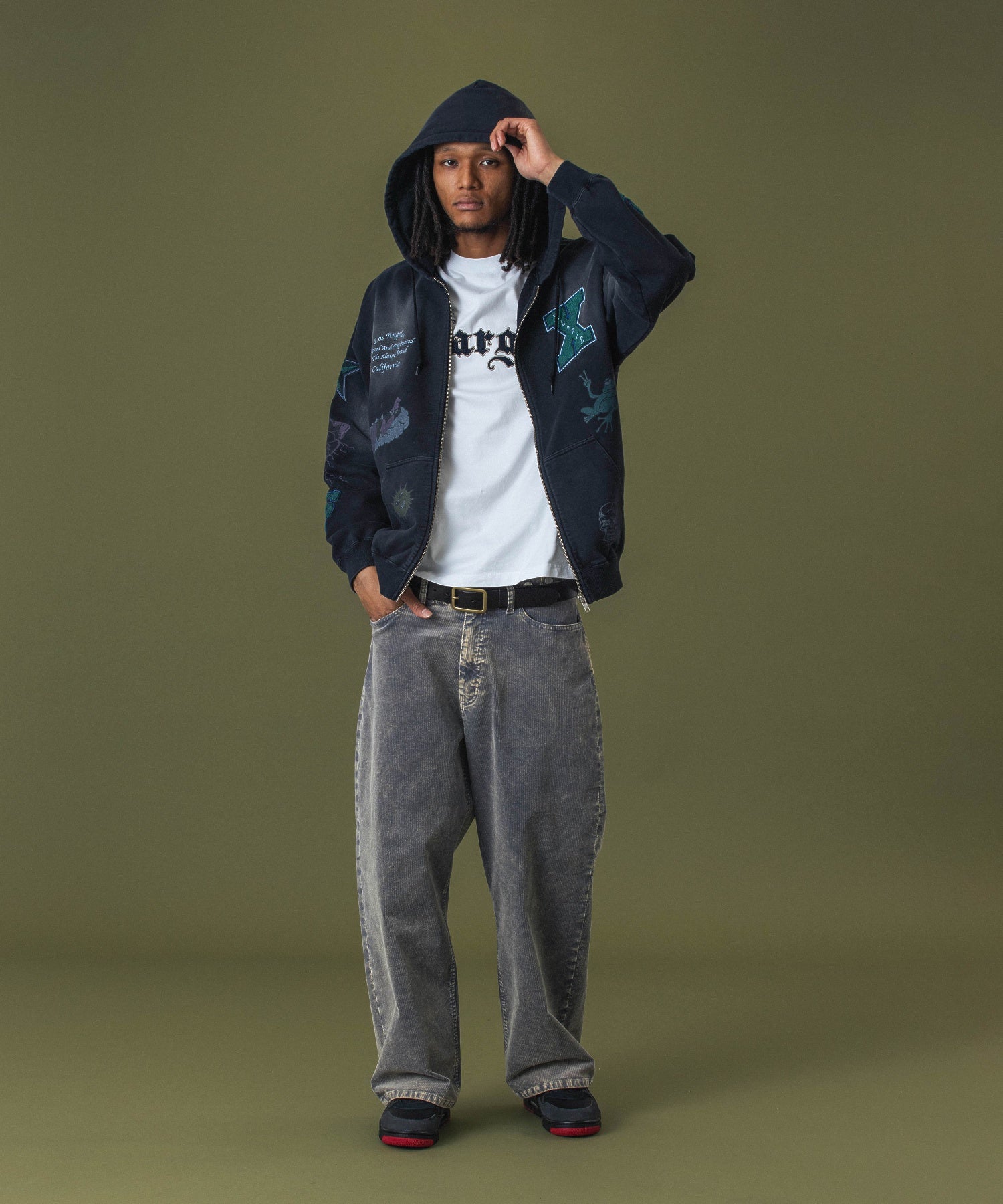 MULTI LOGO ZIP UP HOODED SWEATSHIRT