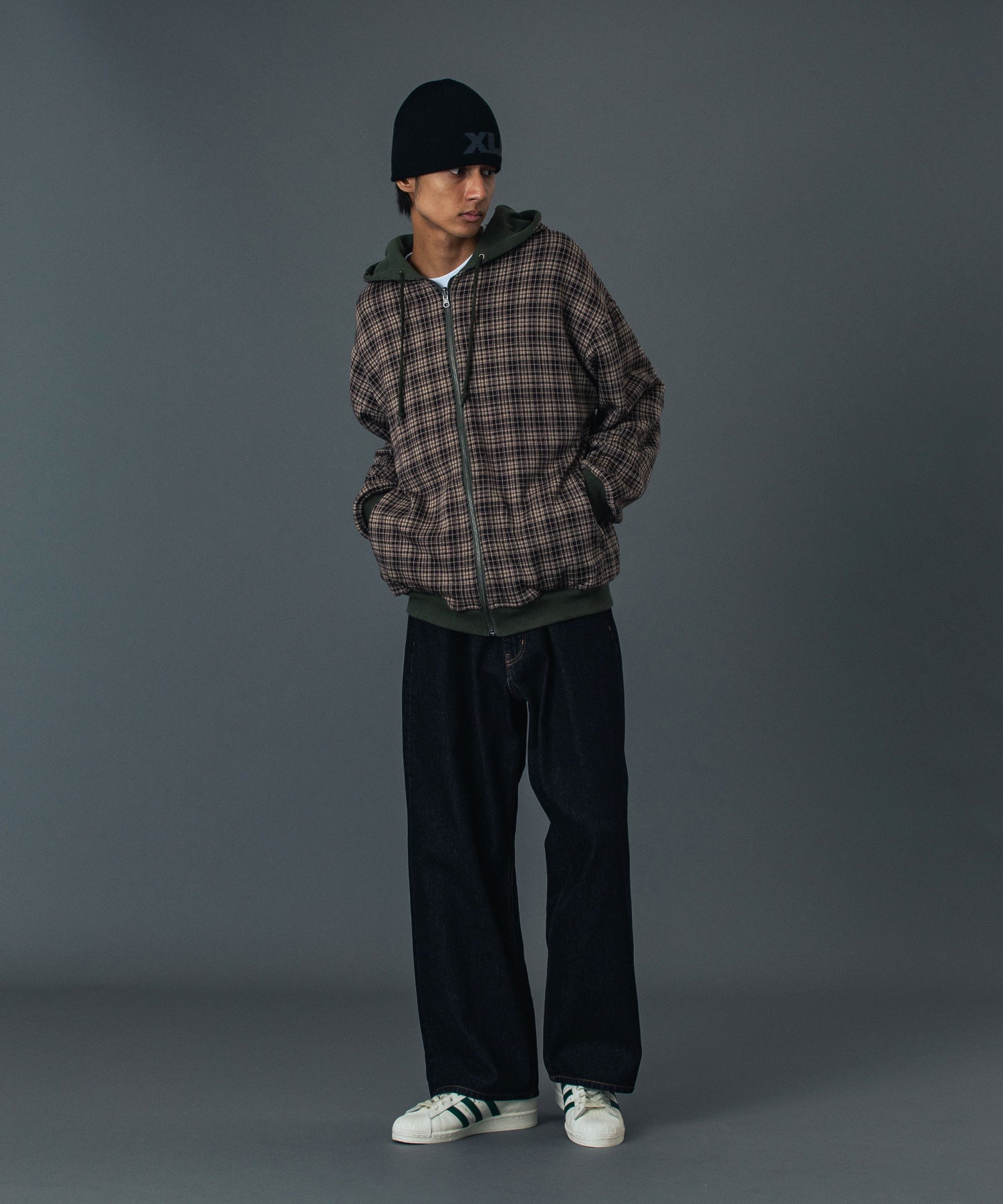 REVERSIBLE ZIP UP HOODED SWEATSHIRT