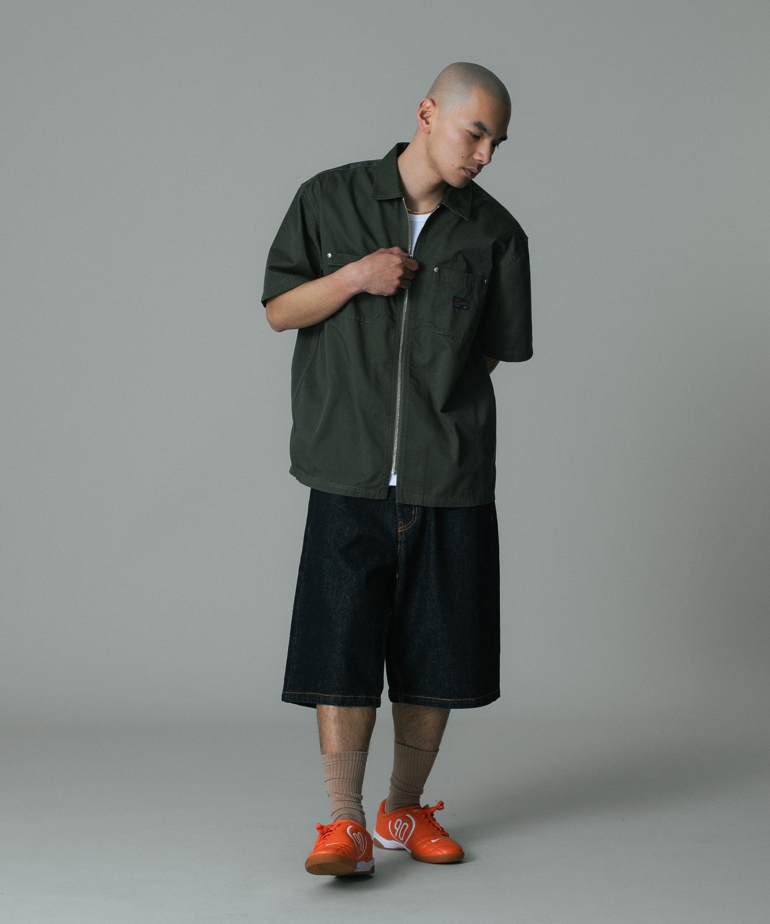 ZIP UP S/S WORK SHIRT