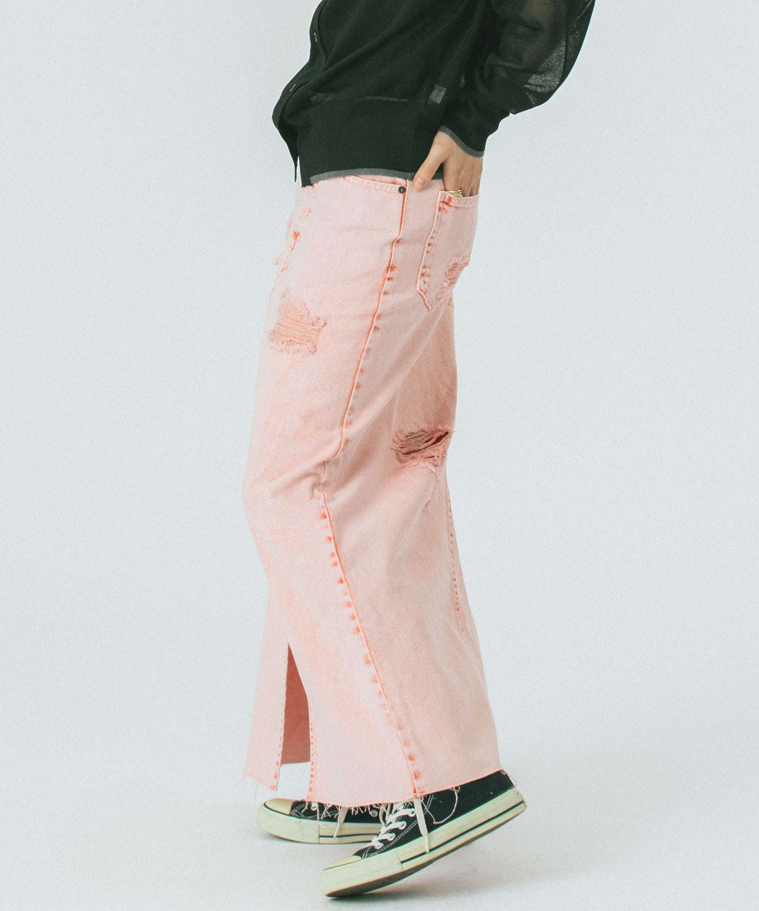 DAMEGE DENIM SKIRT