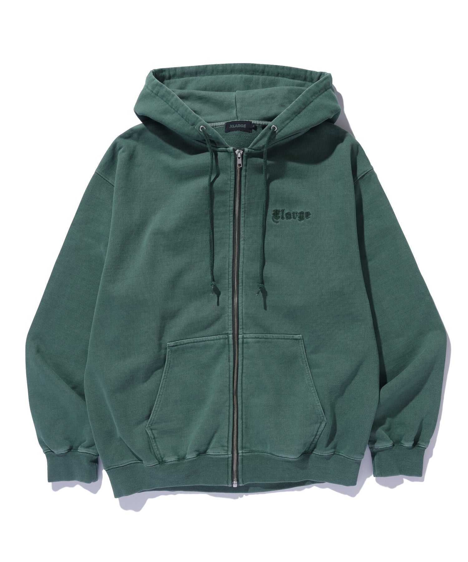 PIGMENT EMBOSSED ZIP HOODED SWEATSHIRT