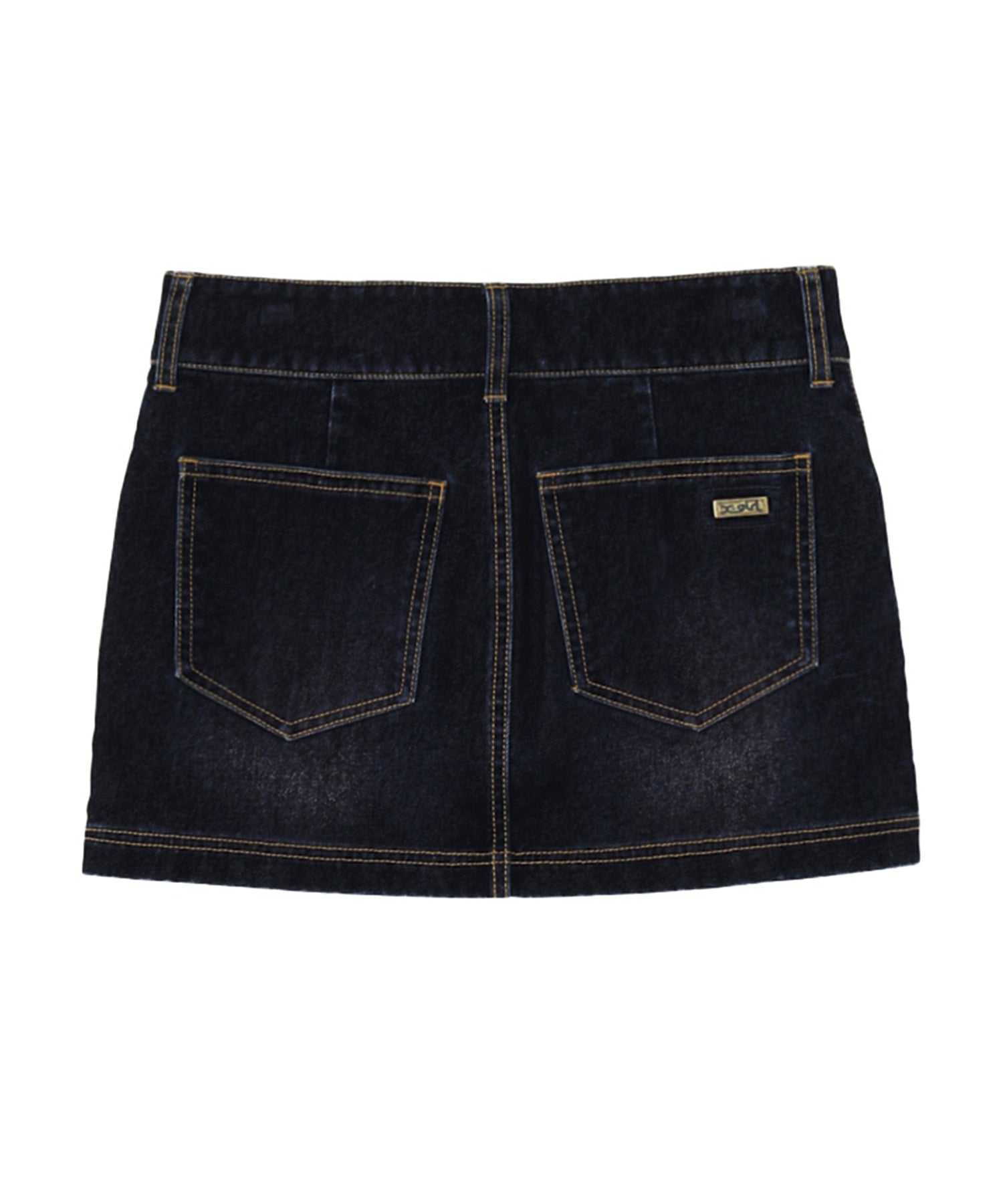 FLOCKED DENIM MINI SKIRT