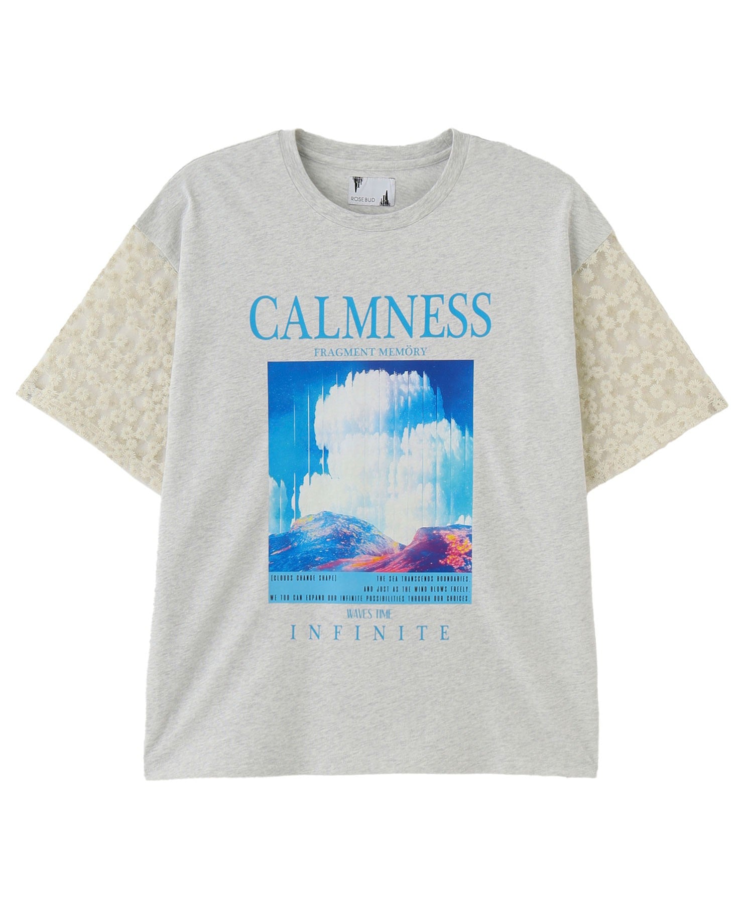 OKIRAKU×ROSE BUD/DAISY SLEEVE GRAPHIC TEE