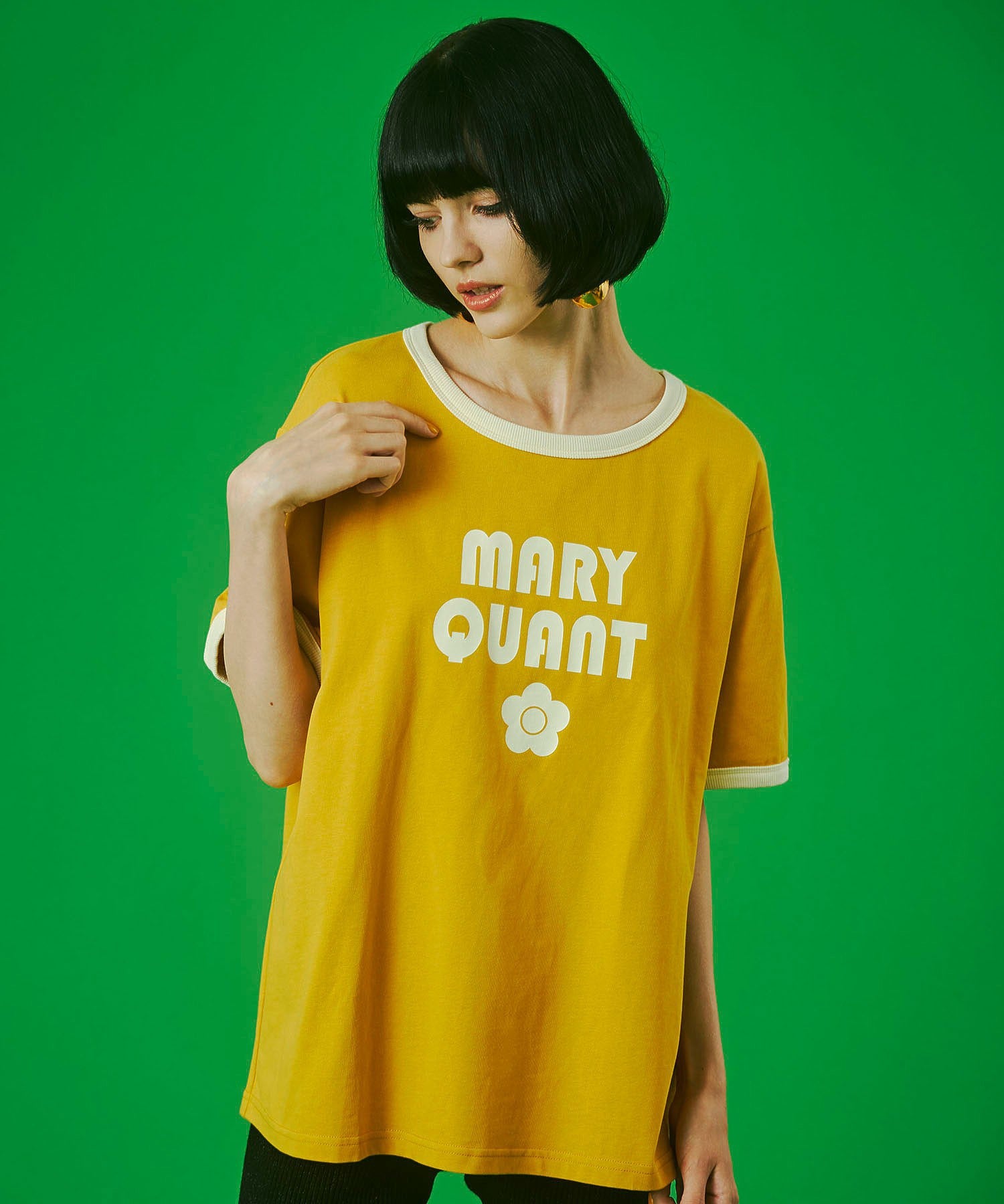 【イエローカラー/S・LサイズROSE BUD別注】MARY QUANT/RINGER TSHIRT