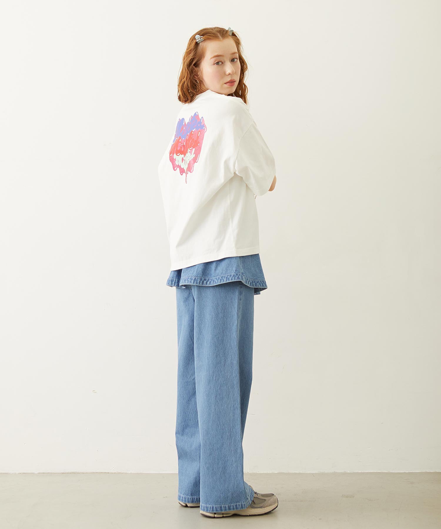 MELTY GLITTER HEART WIDE S/S TEE