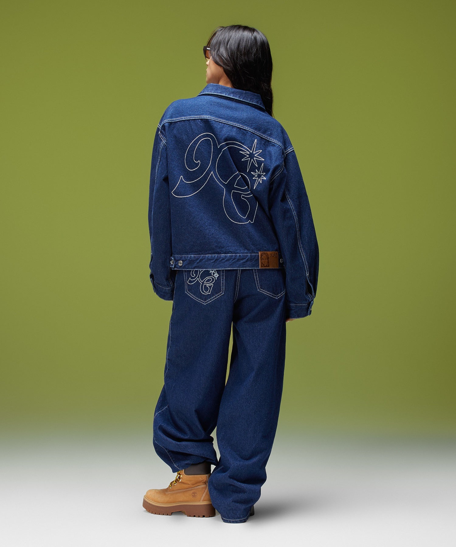 LOGO MARK STITCHED DENIM PANTS