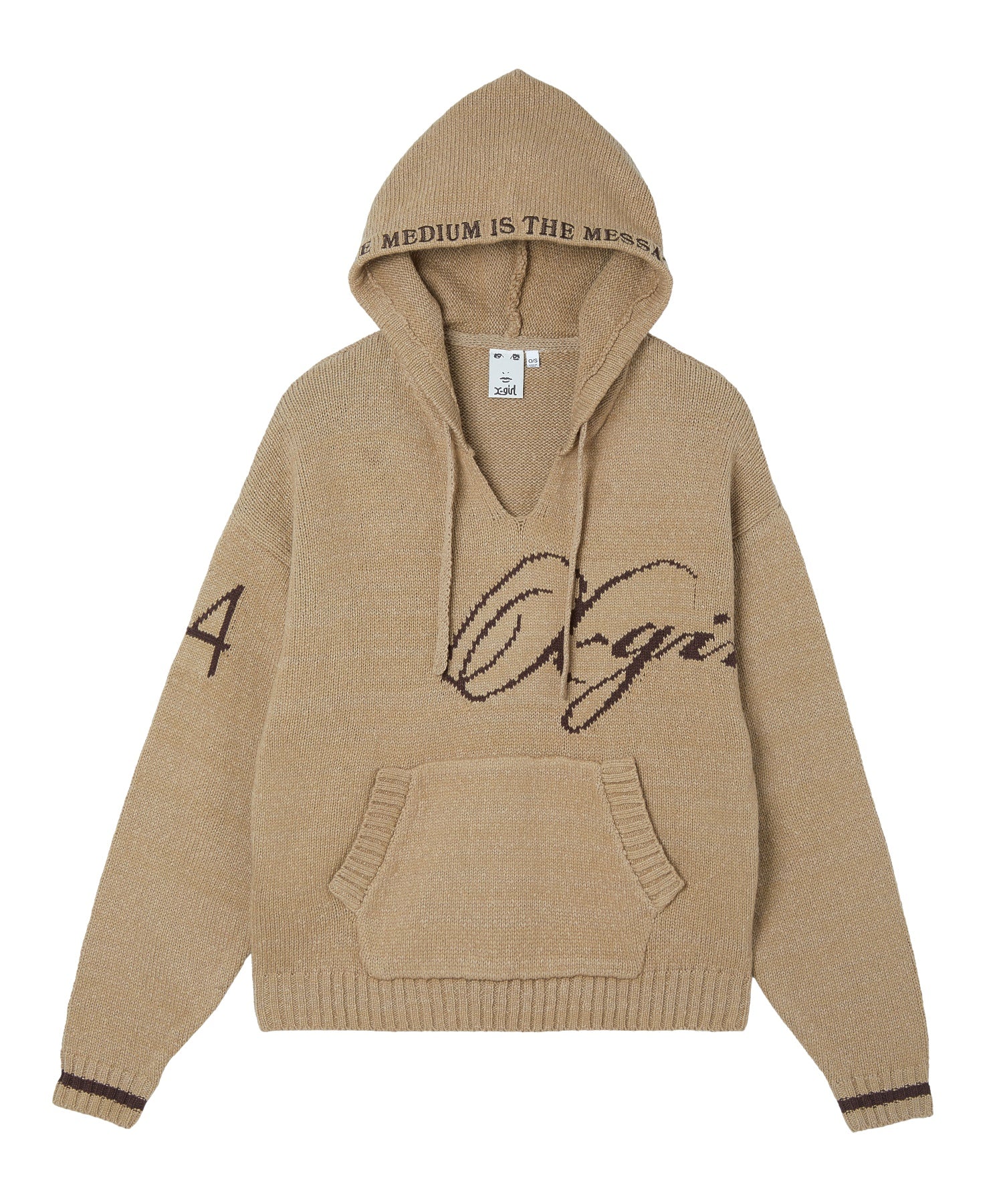 FRONT SLIT KNIT HOODIE
