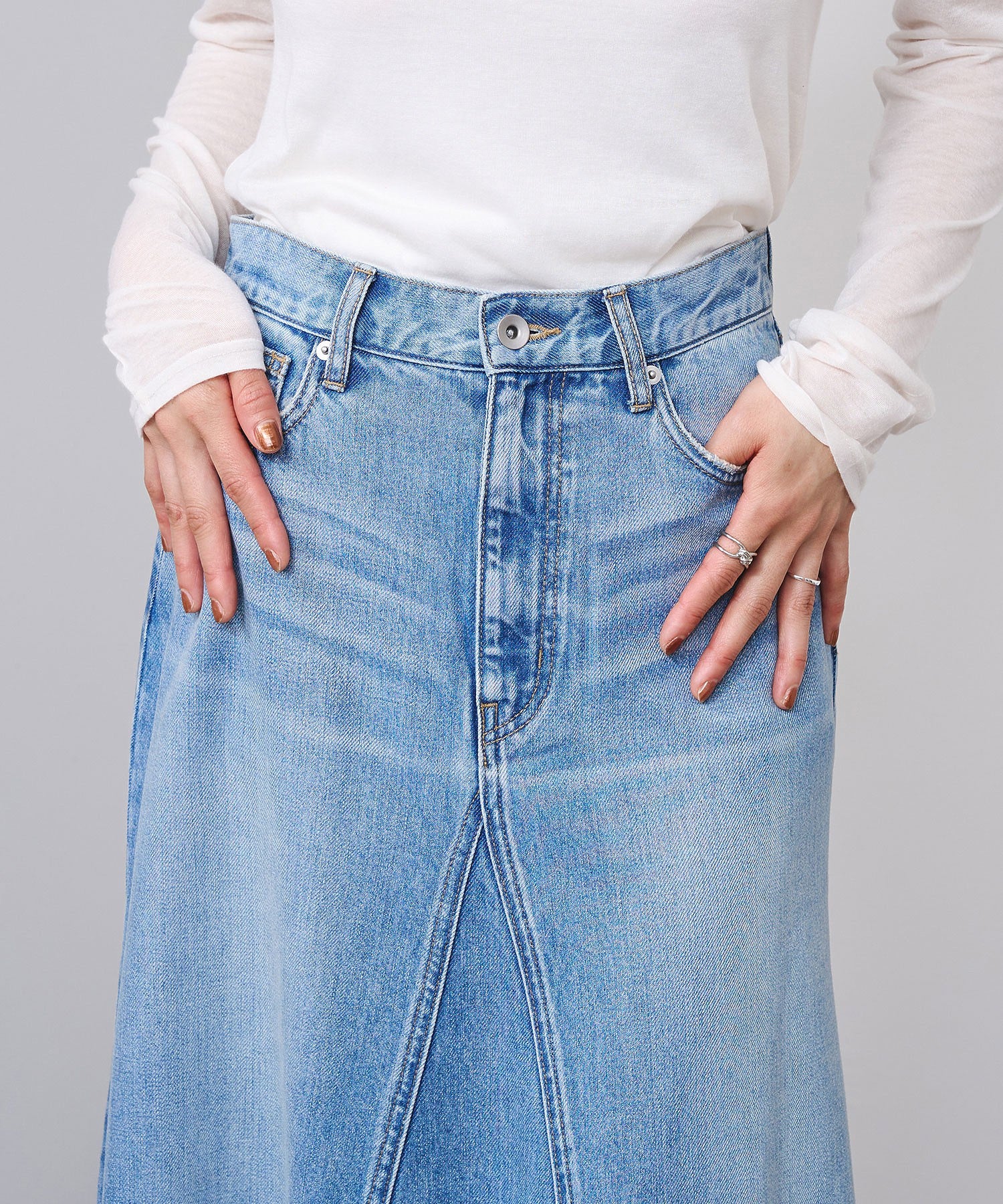 PANEL DENIM LONG SKIRT