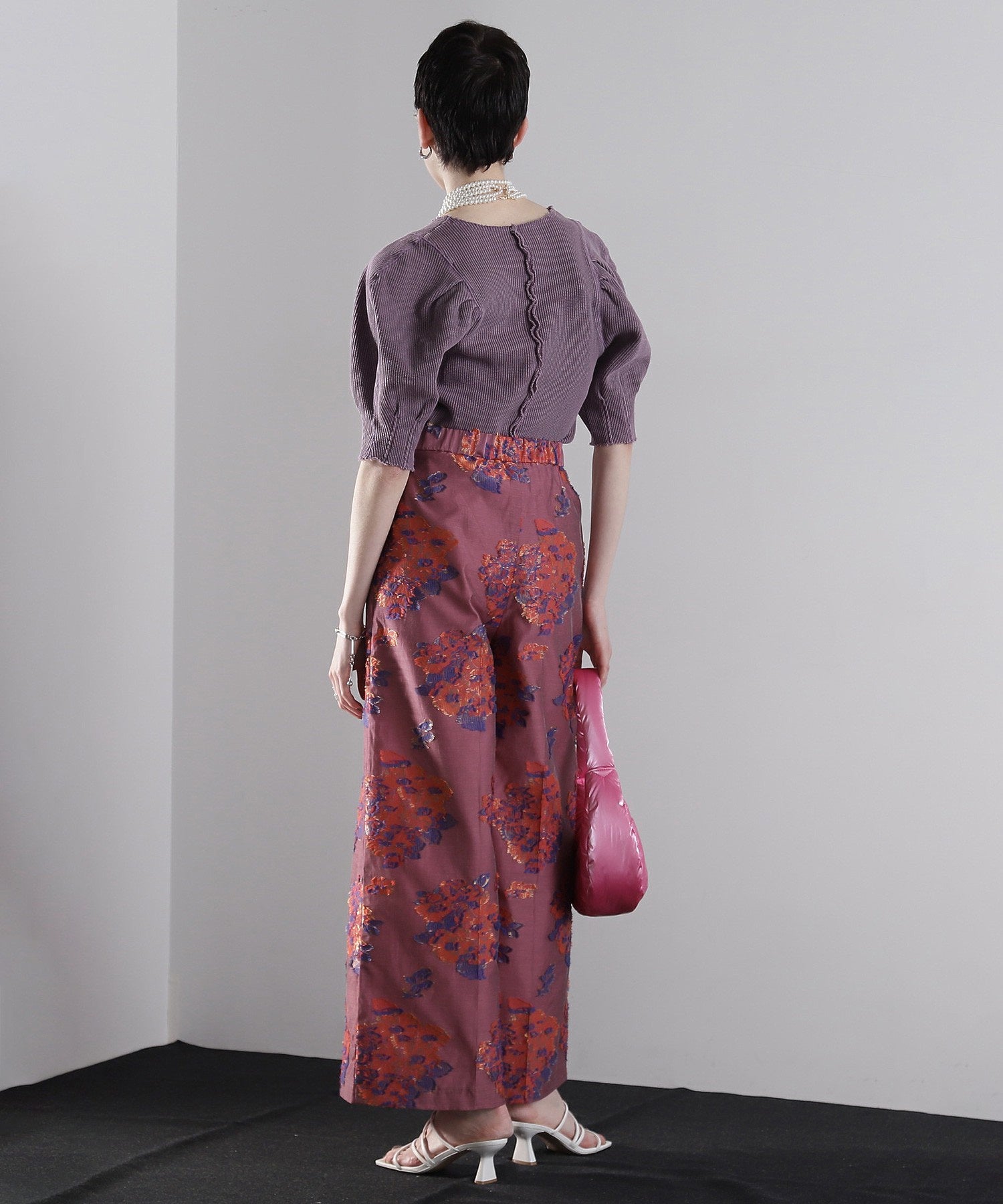 mici/ボリュームスリーブワッフルトップス