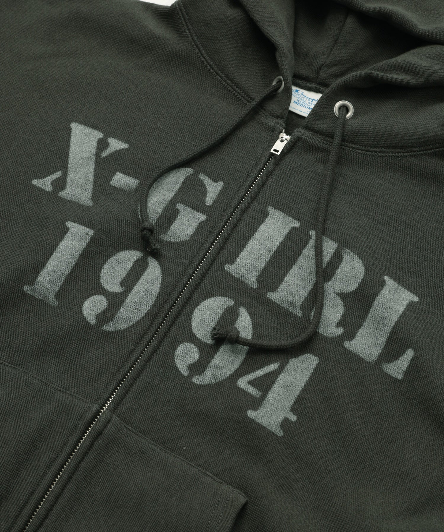 X-girl × Champion REVERSE WEAVE STENCIL LOGO ZIP UP HOODIE