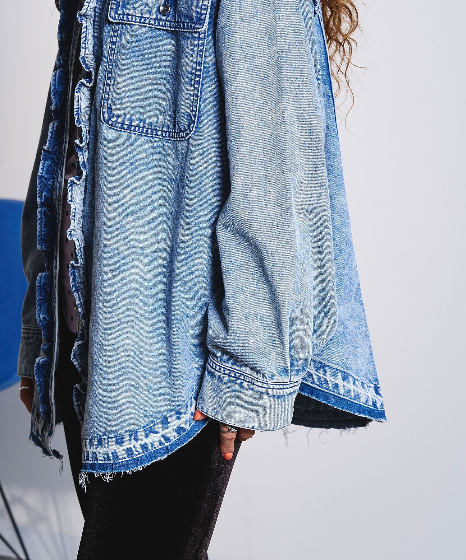 FRILL DENIM SHIRT