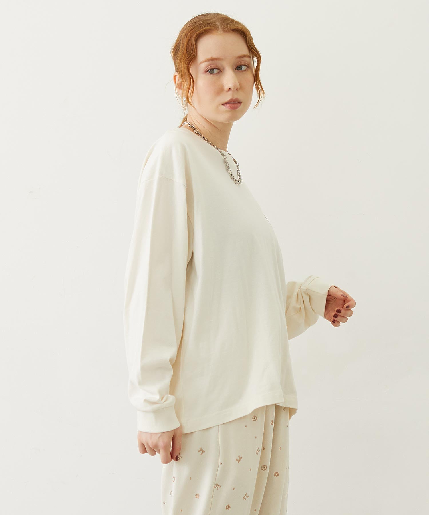 MILKFED. PLAID LOGO L/S TEE