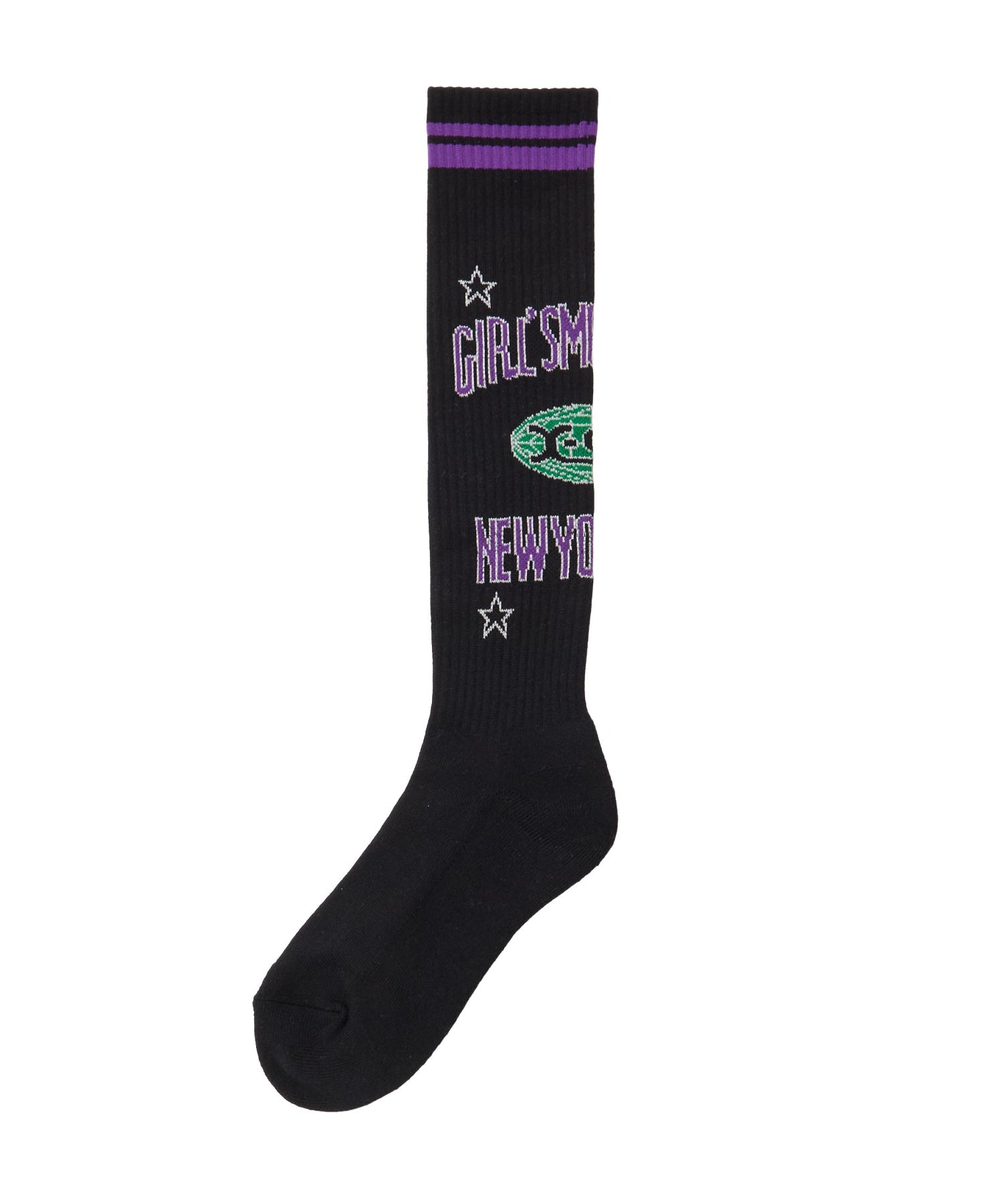 WORLD LOGO JACQUARD RIB HIGH SOCKS