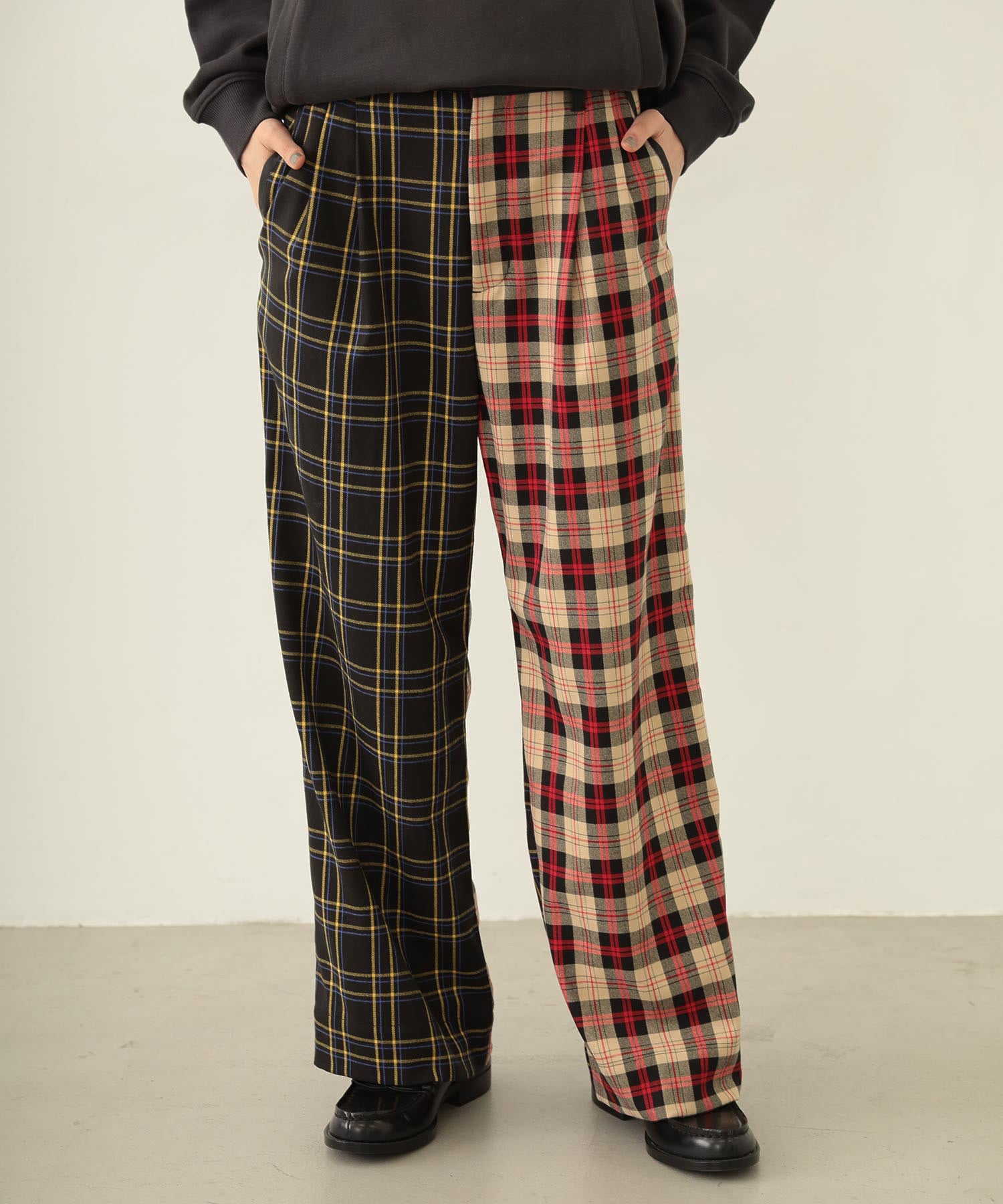 COMBINATION PLAID PANTS