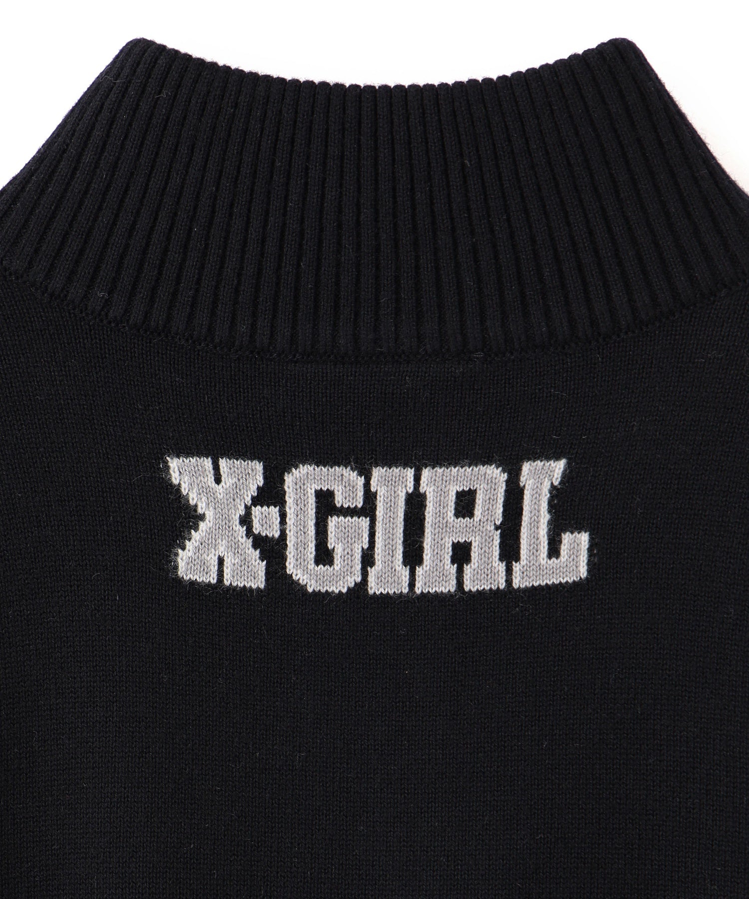 NUMBERING JACQUARD ZIP UP KNIT TOP