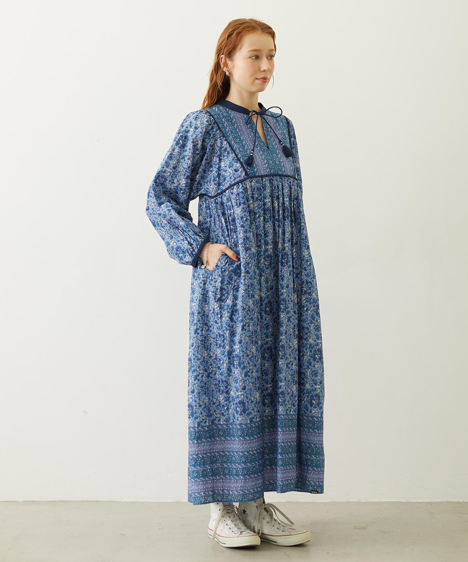 PRINTED TASSEL TIE DRESS