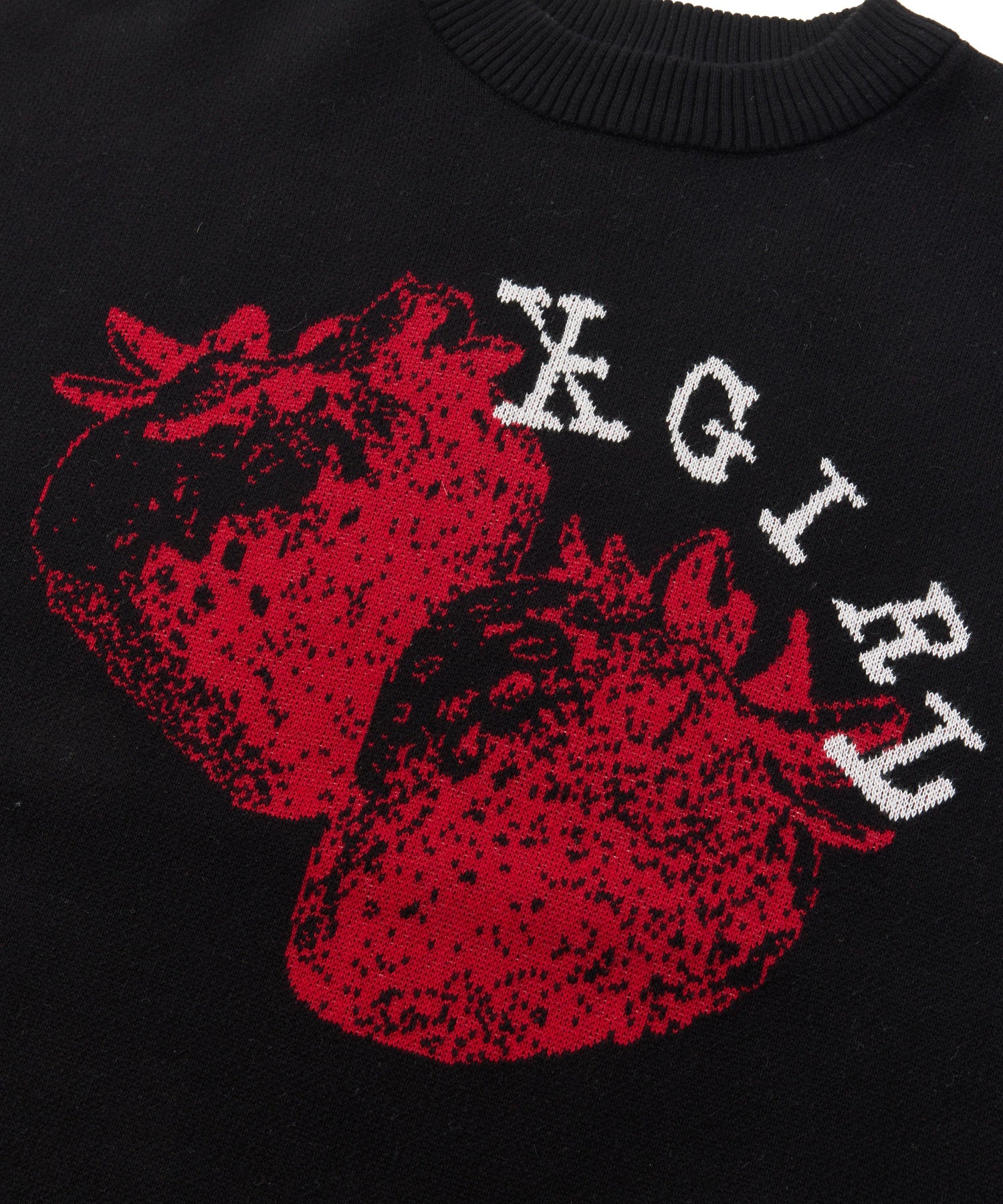 STRAWBERRY AND LOGO JACQUARD KNIT TOP