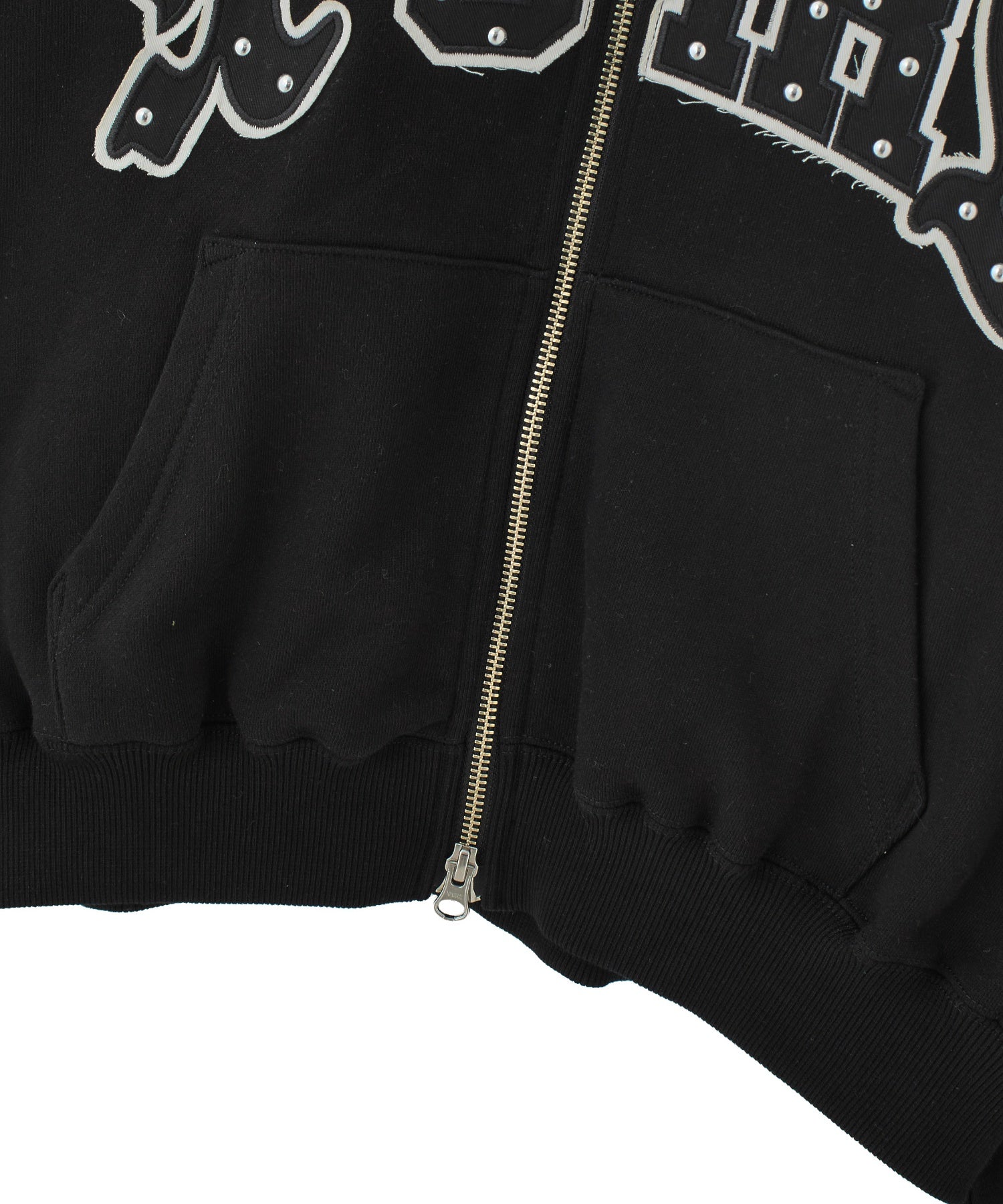 STUDDED LOGO ZIP UP SWEAT HOODIE