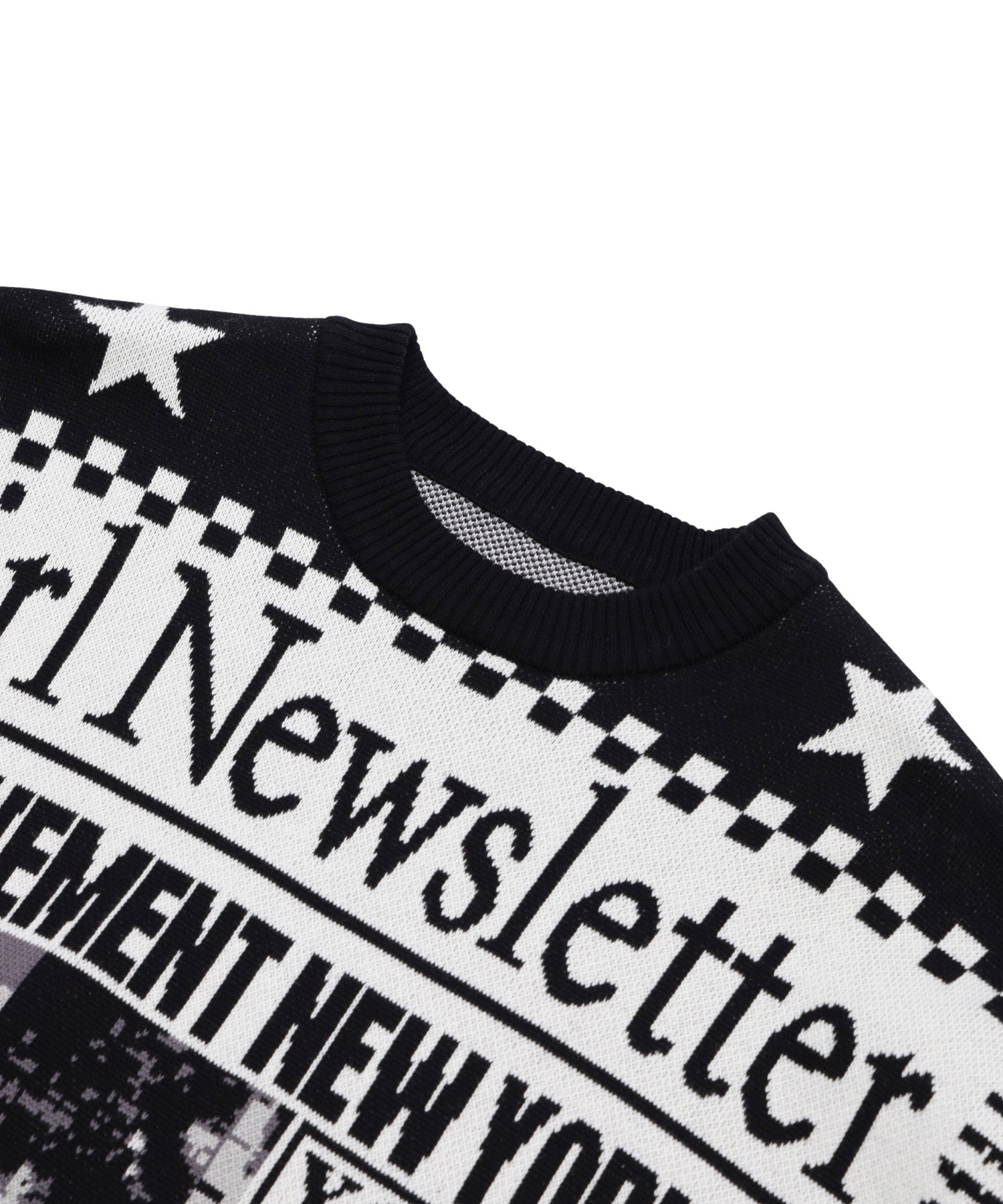 X-girl NEWS LETTER JACQUARD KNIT TOP