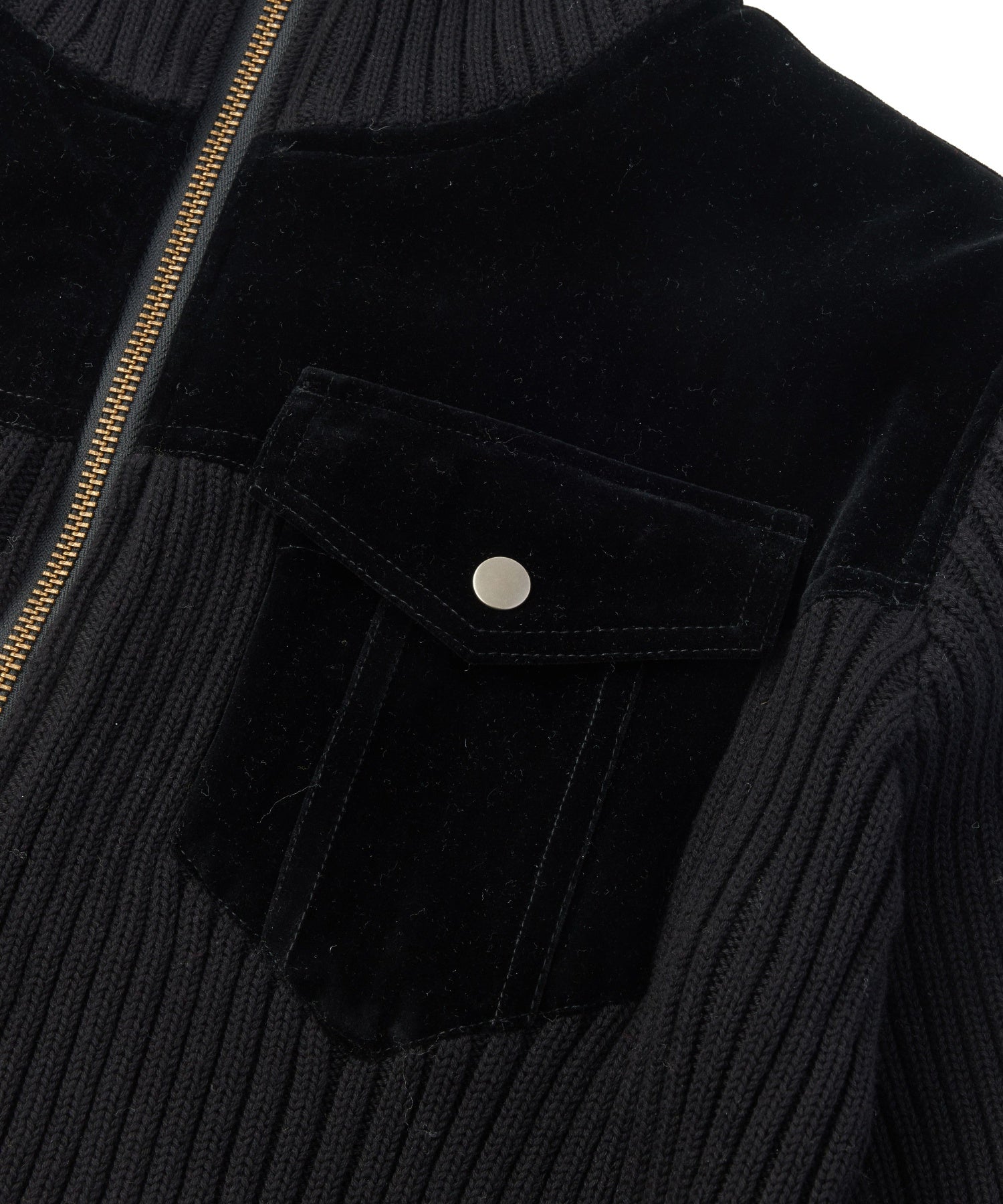 VELOUR AND KNIT ZIP UP TOP
