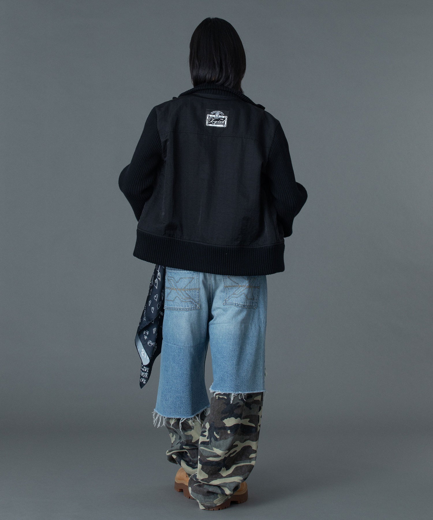 RIBBED SLEEVE WOVEN JACKET