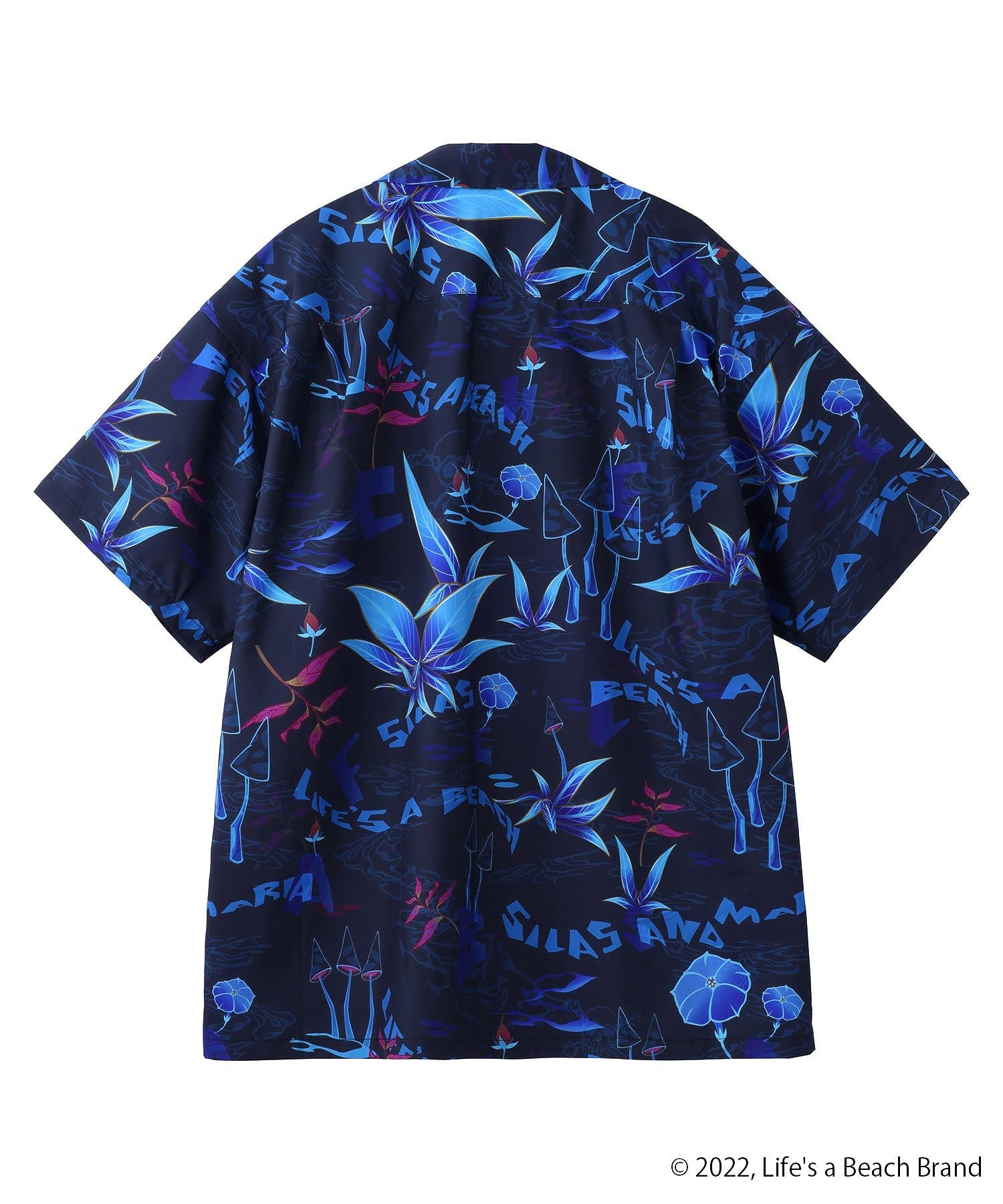 SILASxLIFE'S A BEACH MUSHROOM PATTERN OPEN COLLAR S/S SHIRT