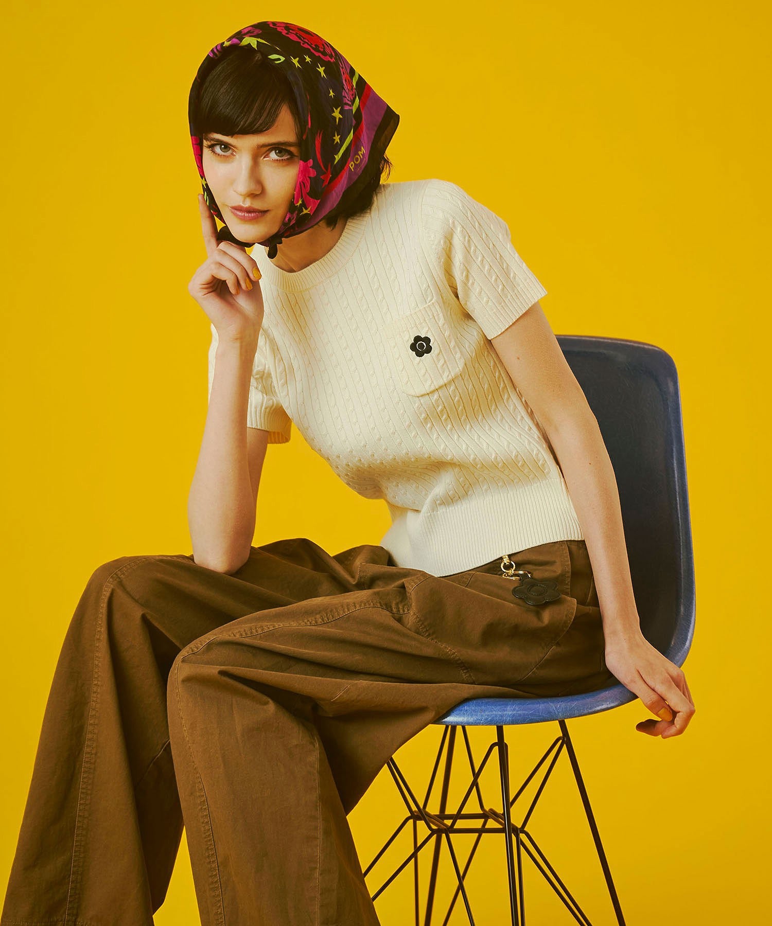 【レッドROSE BUD別注カラー】MARY QUANT/CABLE HALF SLEEVE KNIT