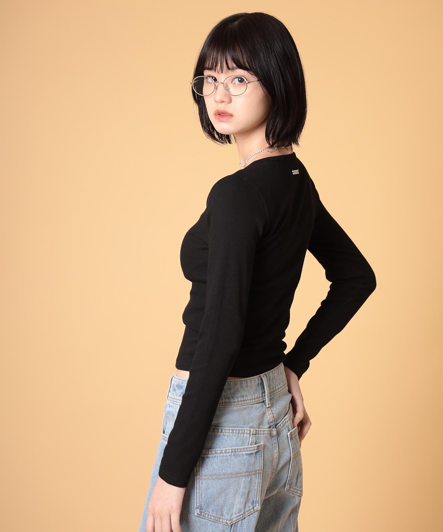 ロングスリーブリブプルオーバー