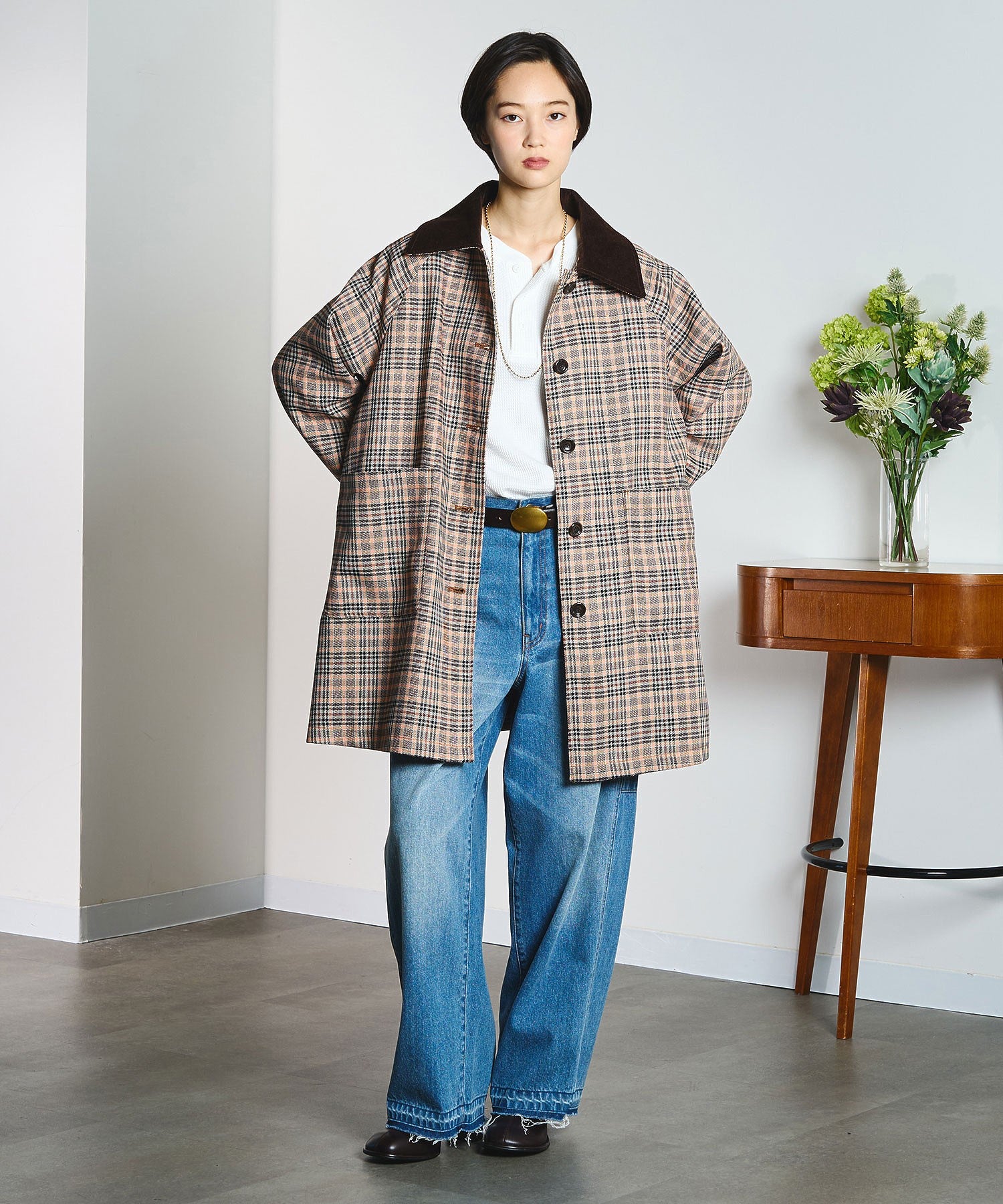 CREOLME/BARREL FIT DENIM PANTS