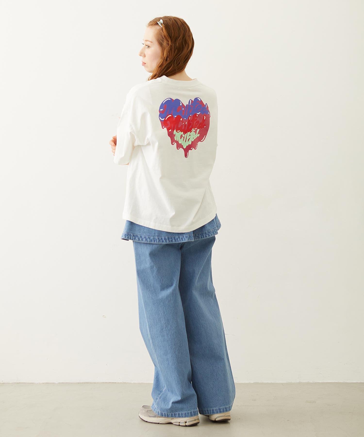 MELTY GLITTER HEART WIDE S/S TEE