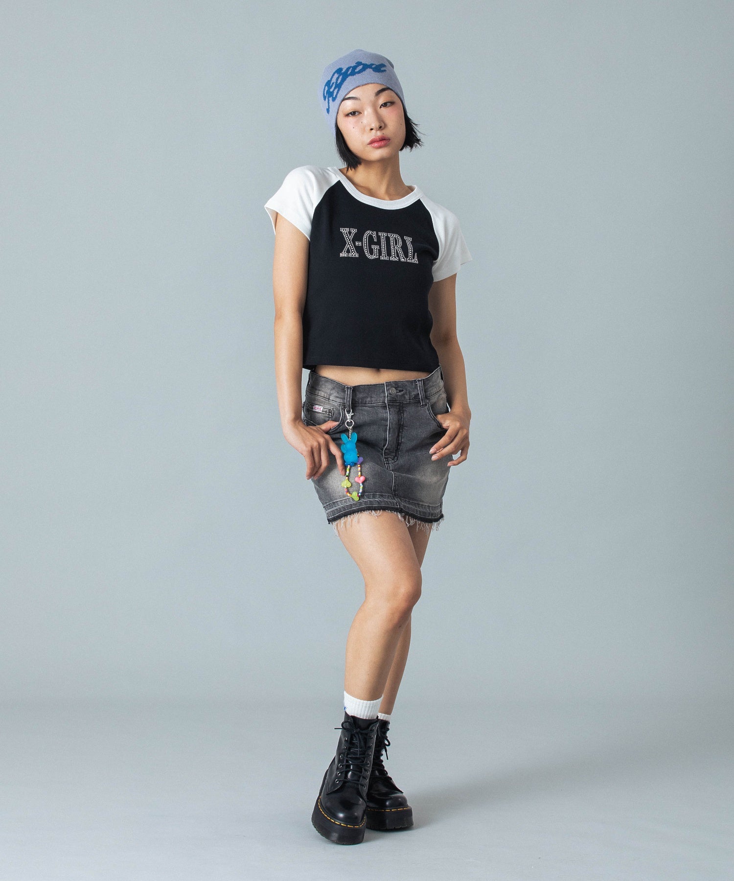 BUTTERFLY POCKET DENIM MINI SKIRT