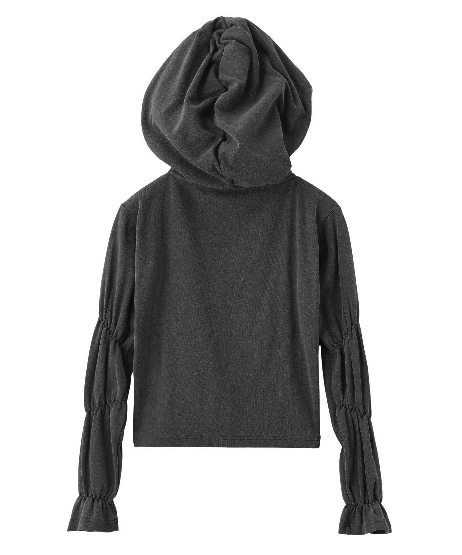FADED SHIRRED COMPACT ZIP UP HOODIE