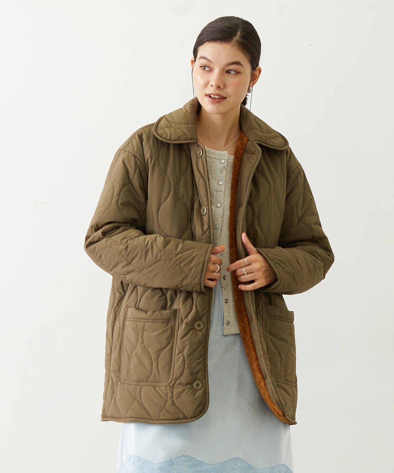 REVERSIBLE QUILTED LOGO LONG COAT