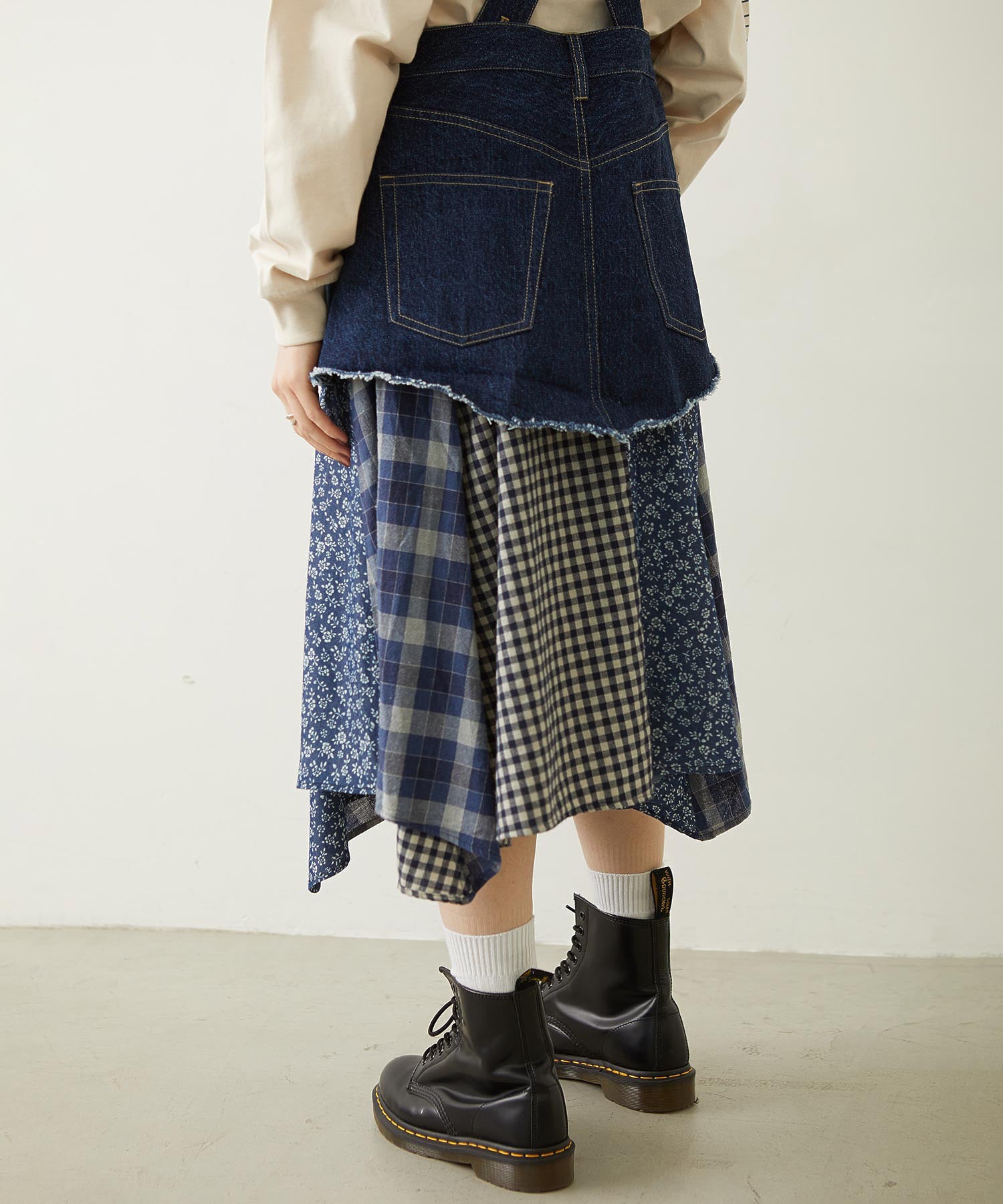 PATCHWORK OVERALL SKIRT