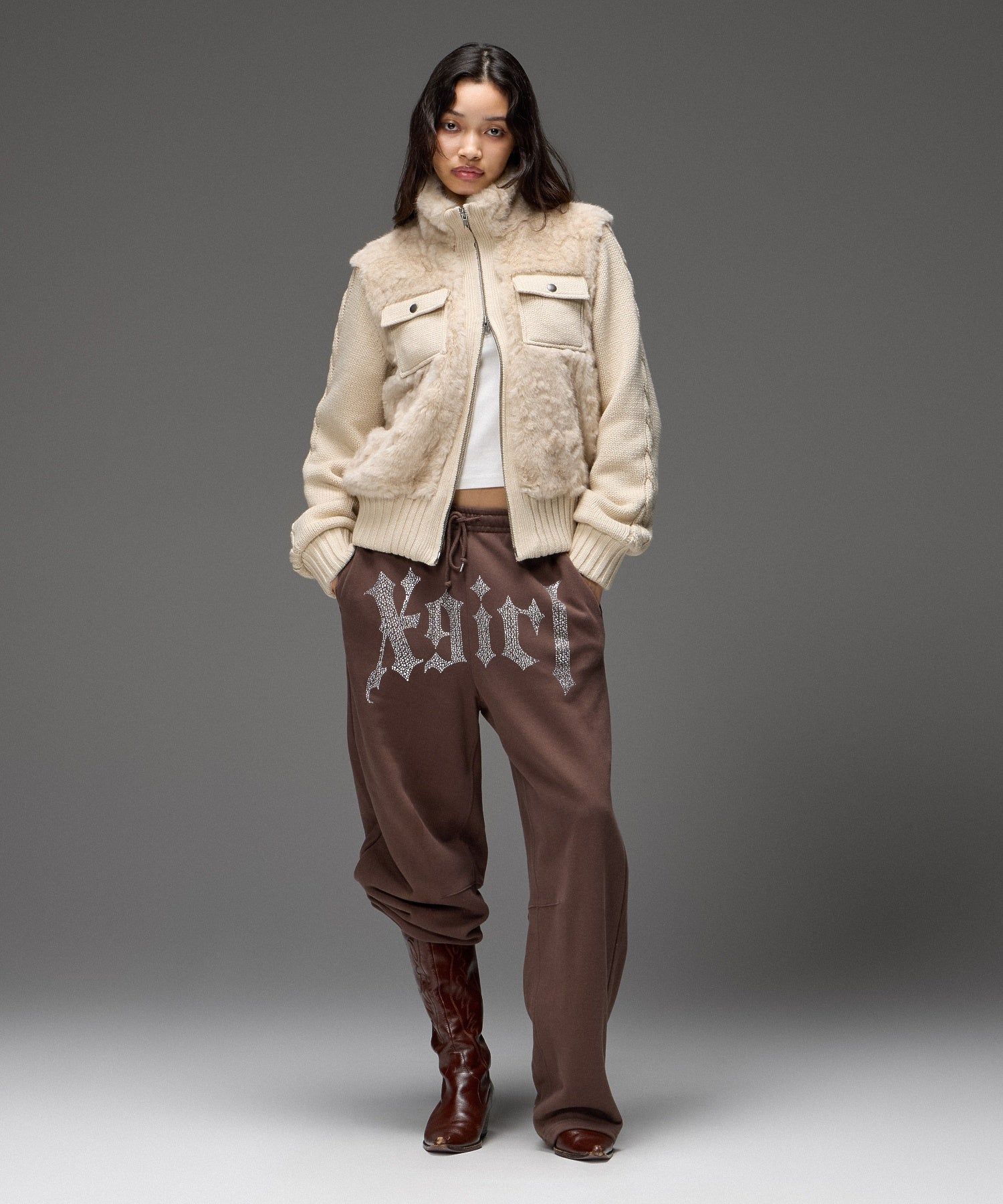 RHINESTONE BLACKLETTER LOGO SWEATPANTS