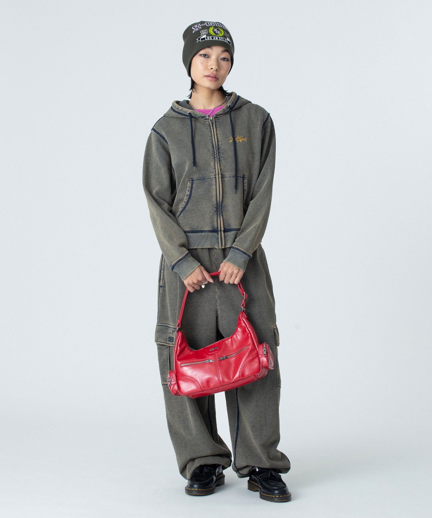 DOUBLE ZIP FAUX LEATHER BAG