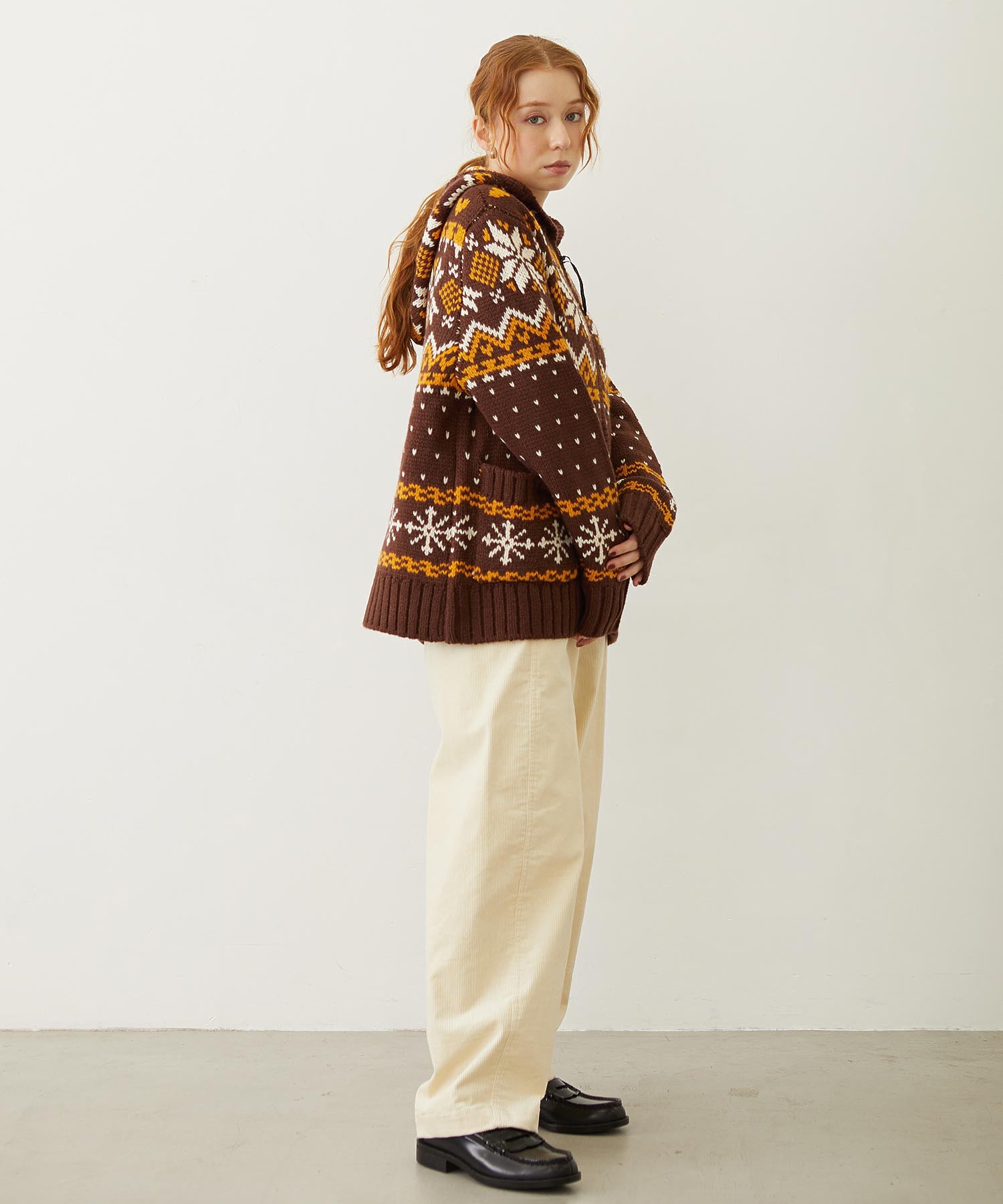SNOW PATTERN COWICHAN KNIT JACKET