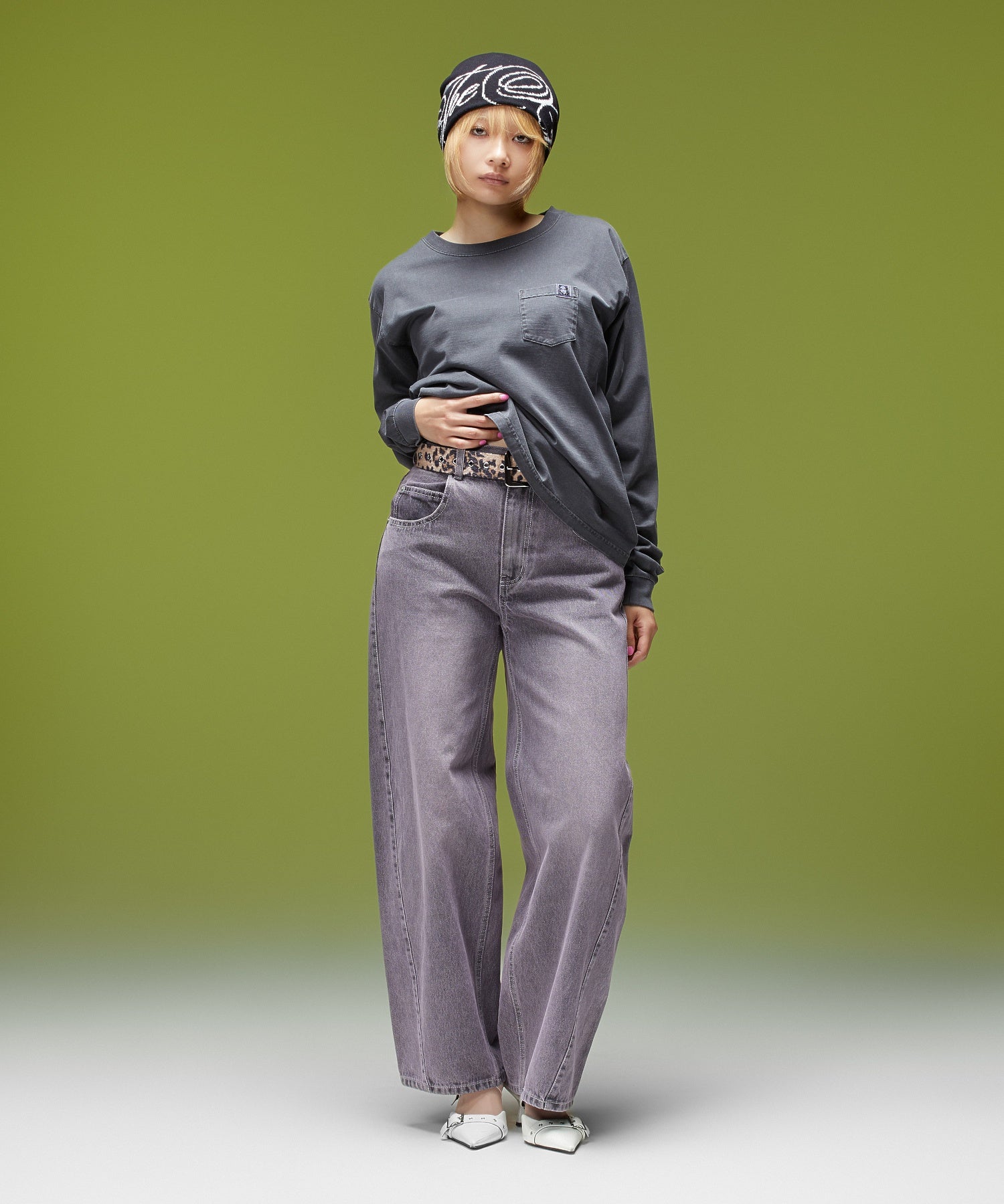 LOGO MARK STITCHED DENIM PANTS