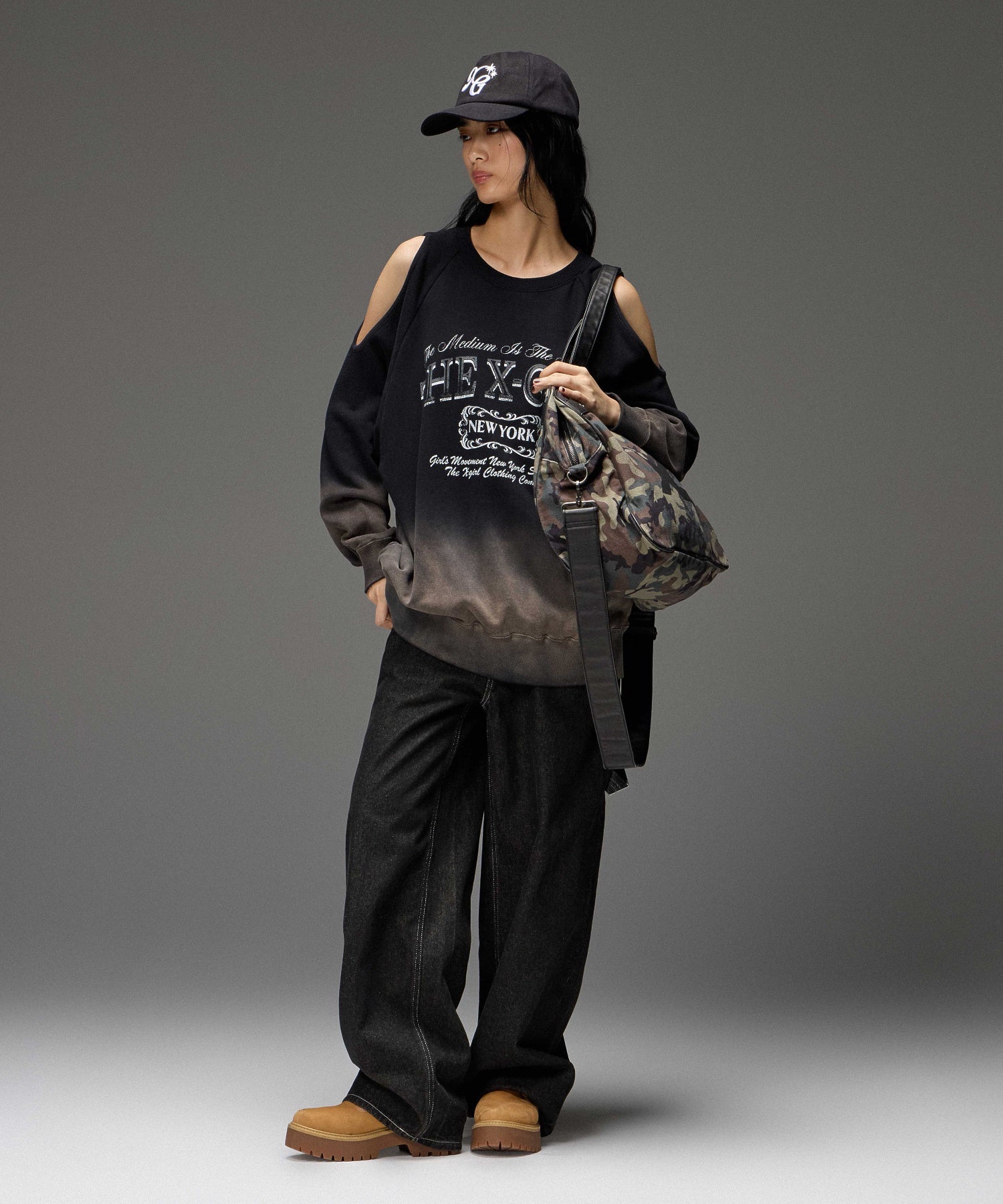 LOOP WITH BUCKLE WIDE LEG DENIM PANTS